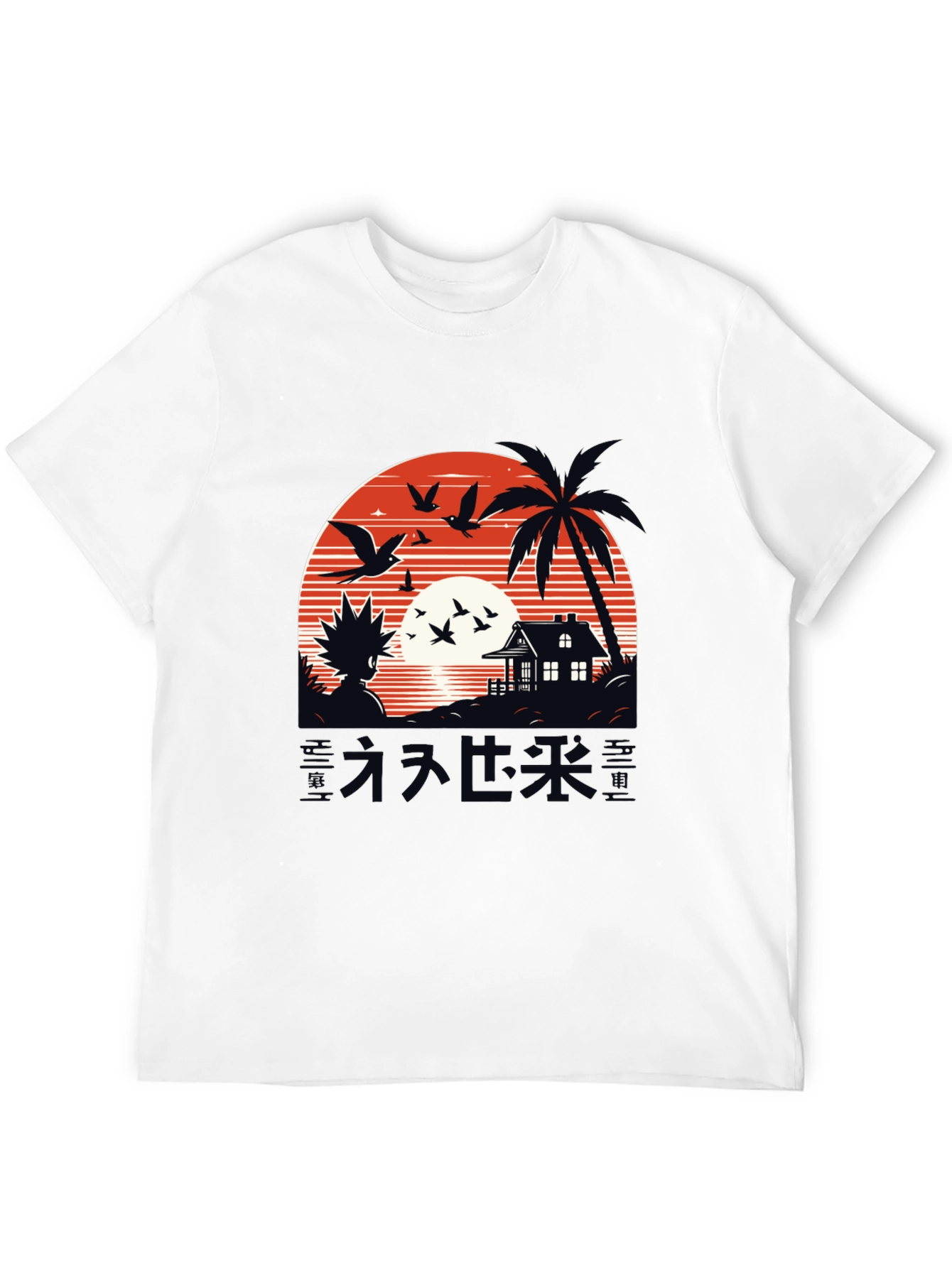 Anime Graphic Tee - Sunset Island Design