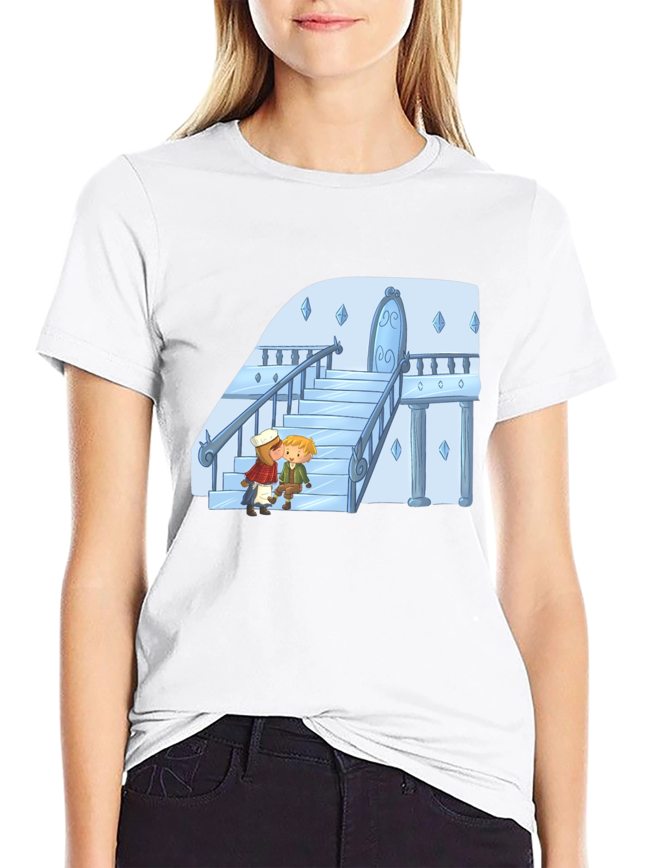 Cartoon Kiss Black T-Shirt