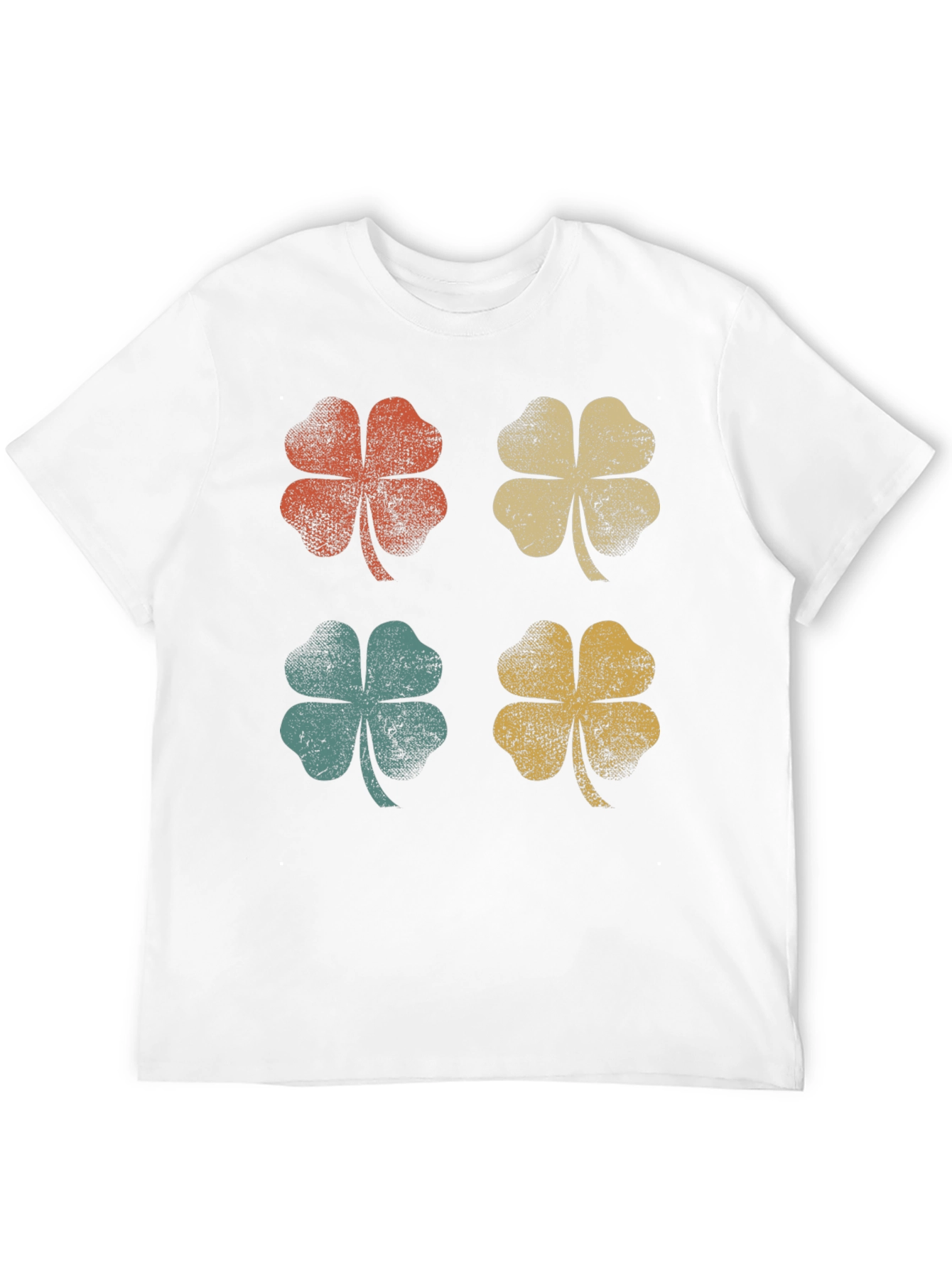 Retro Clover Graphic Tee - Lucky Four Leaf Shirt
