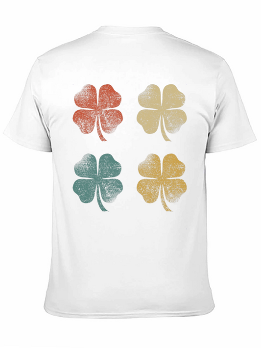 Retro Clover Graphic Tee - Lucky Four Leaf Shirt