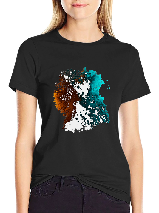 Abstract Color Splash Graphic Black T-Shirt