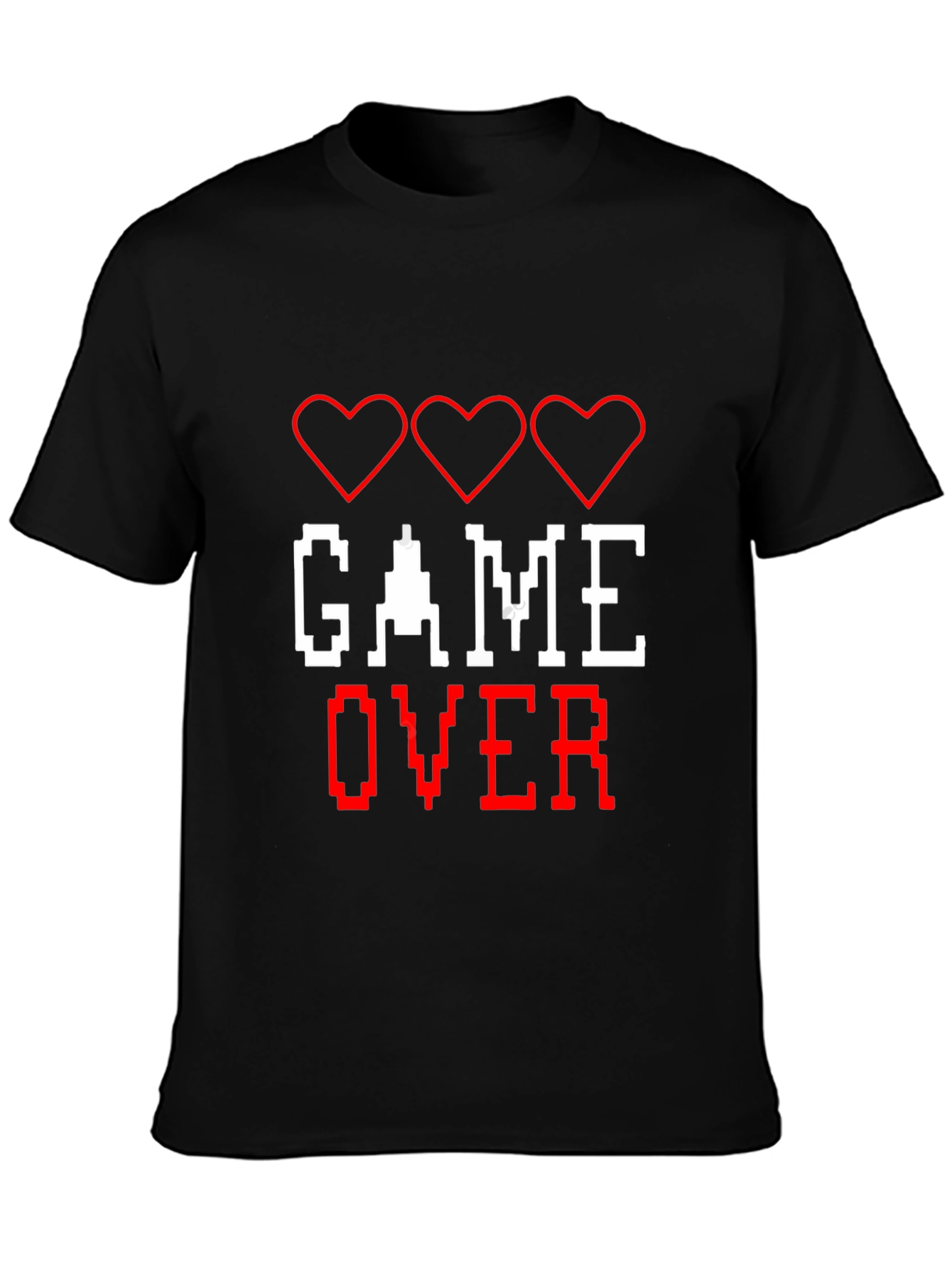 Game Over T-Shirt - Pixelated Heart Design