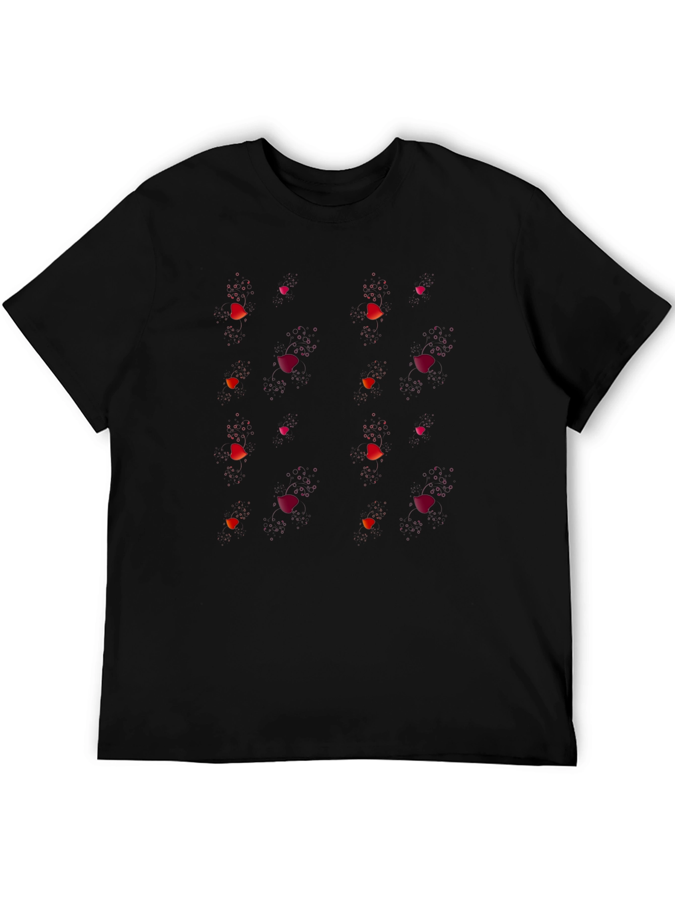 Abstract Floral Print Black T-Shirt