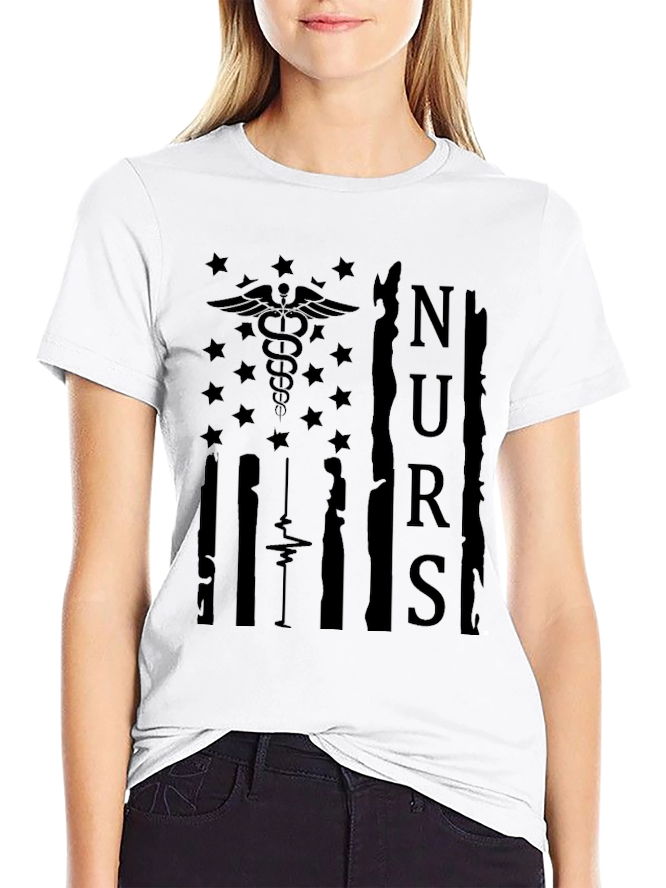 Nurse Flag Graphic Tee - Black