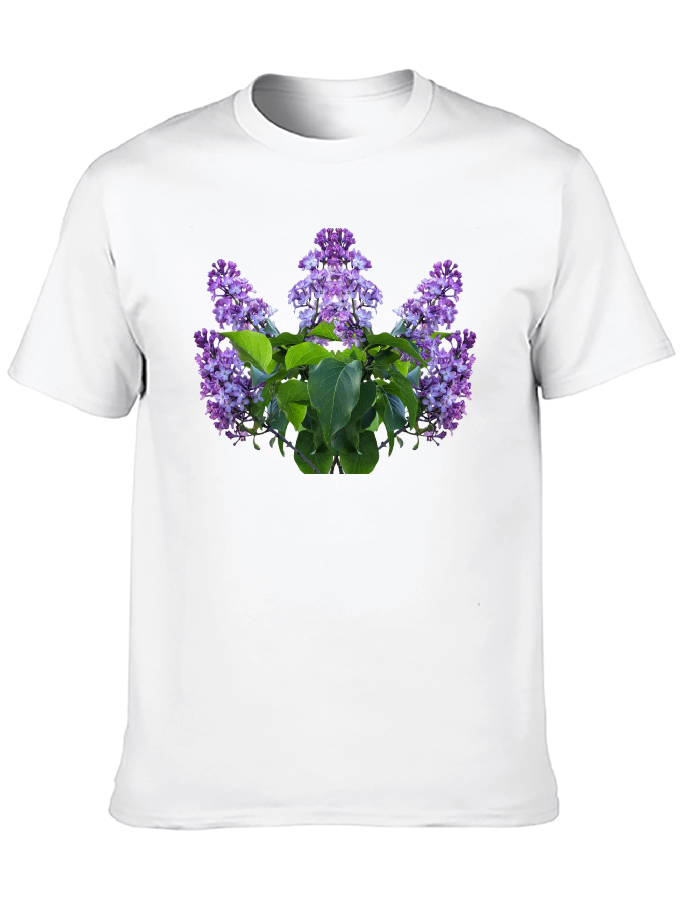 Lilac Floral Print Black T-Shirt