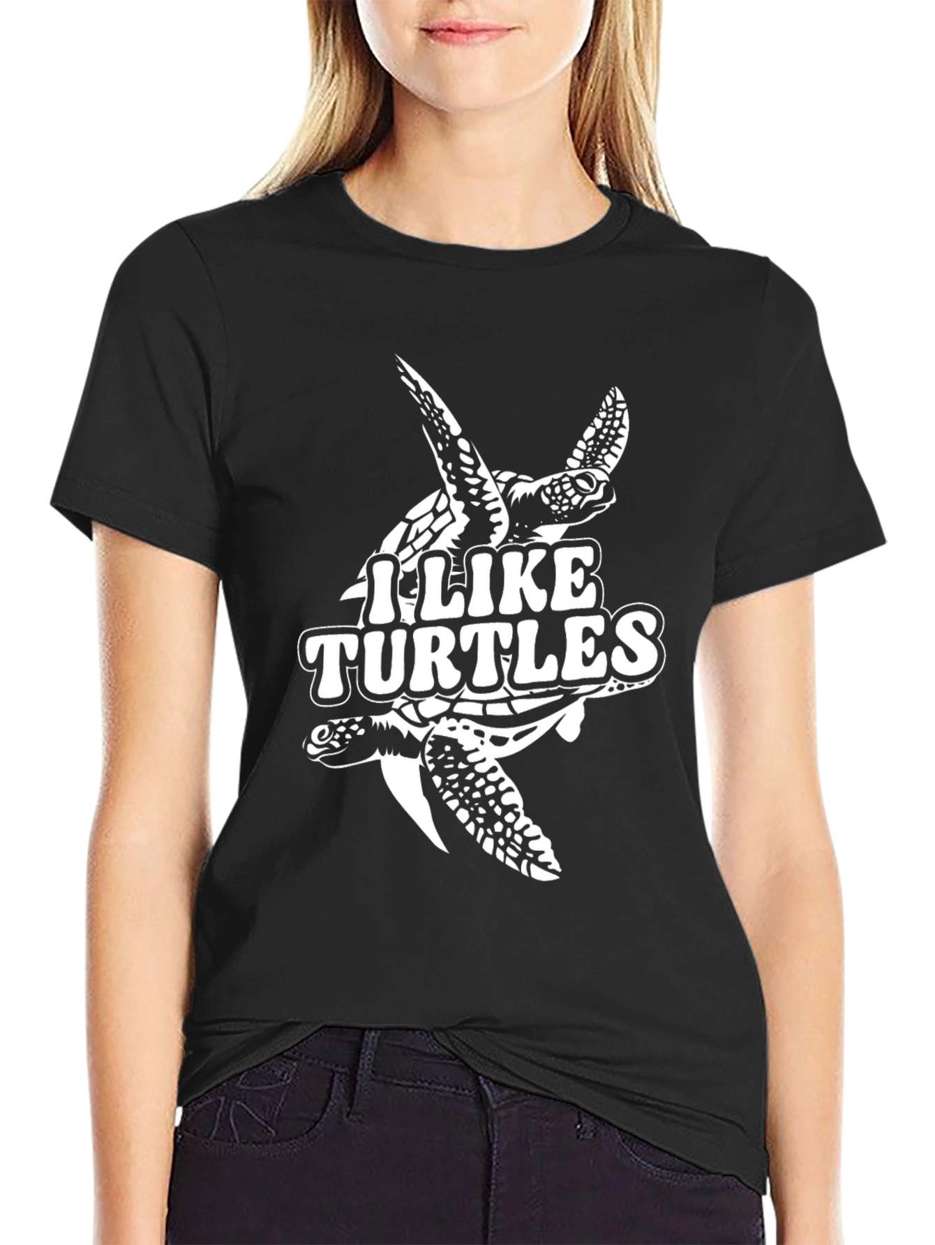 I Like Turtles Graphic T-Shirt - Black