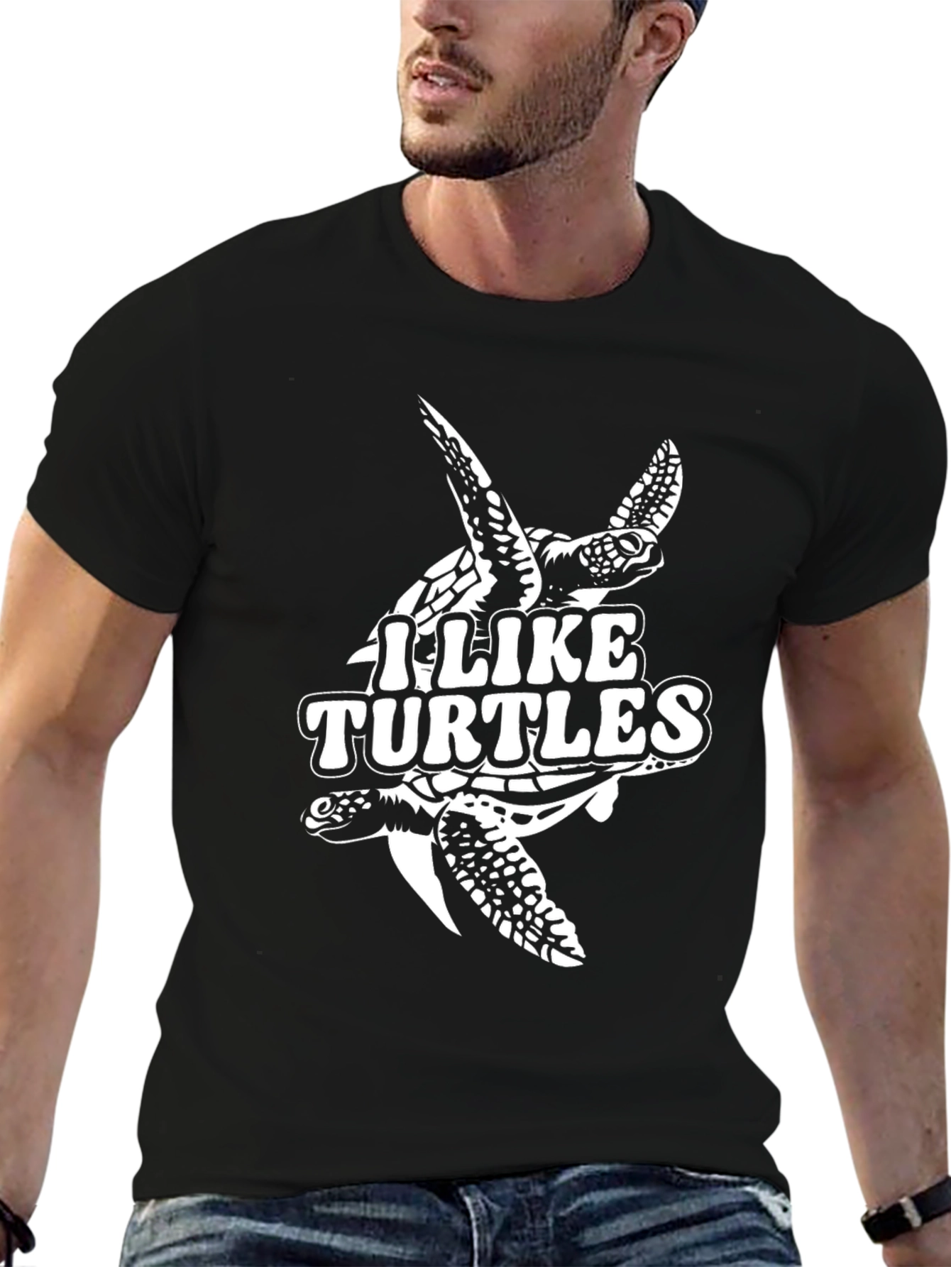 I Like Turtles Graphic T-Shirt - Black