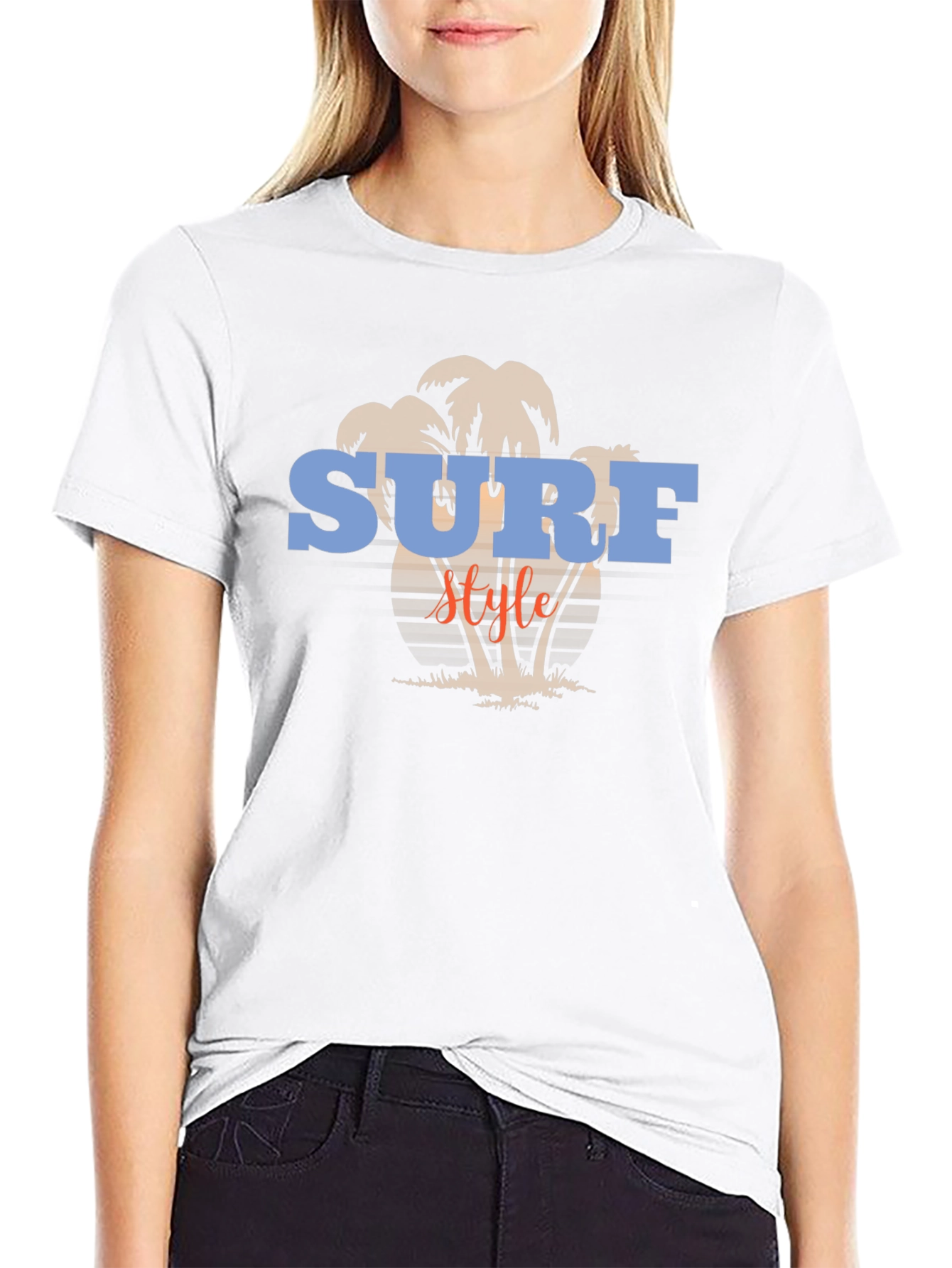 Surf Style Graphic Tee - Black Cotton T-Shirt