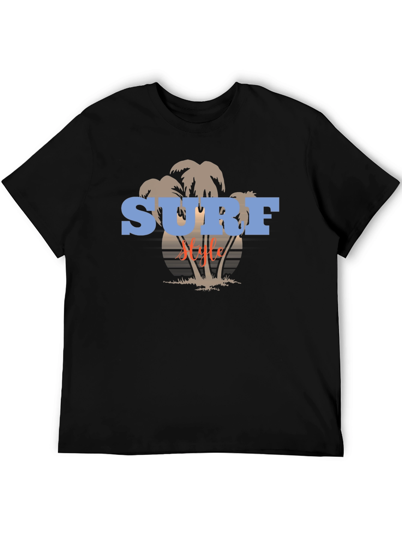 Surf Style Graphic Tee - Black Cotton T-Shirt
