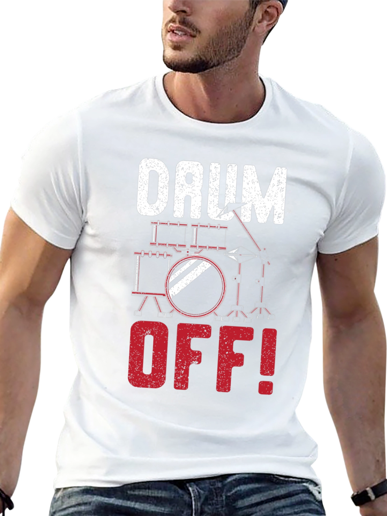 Drum Off! Black Cotton Graphic Tee