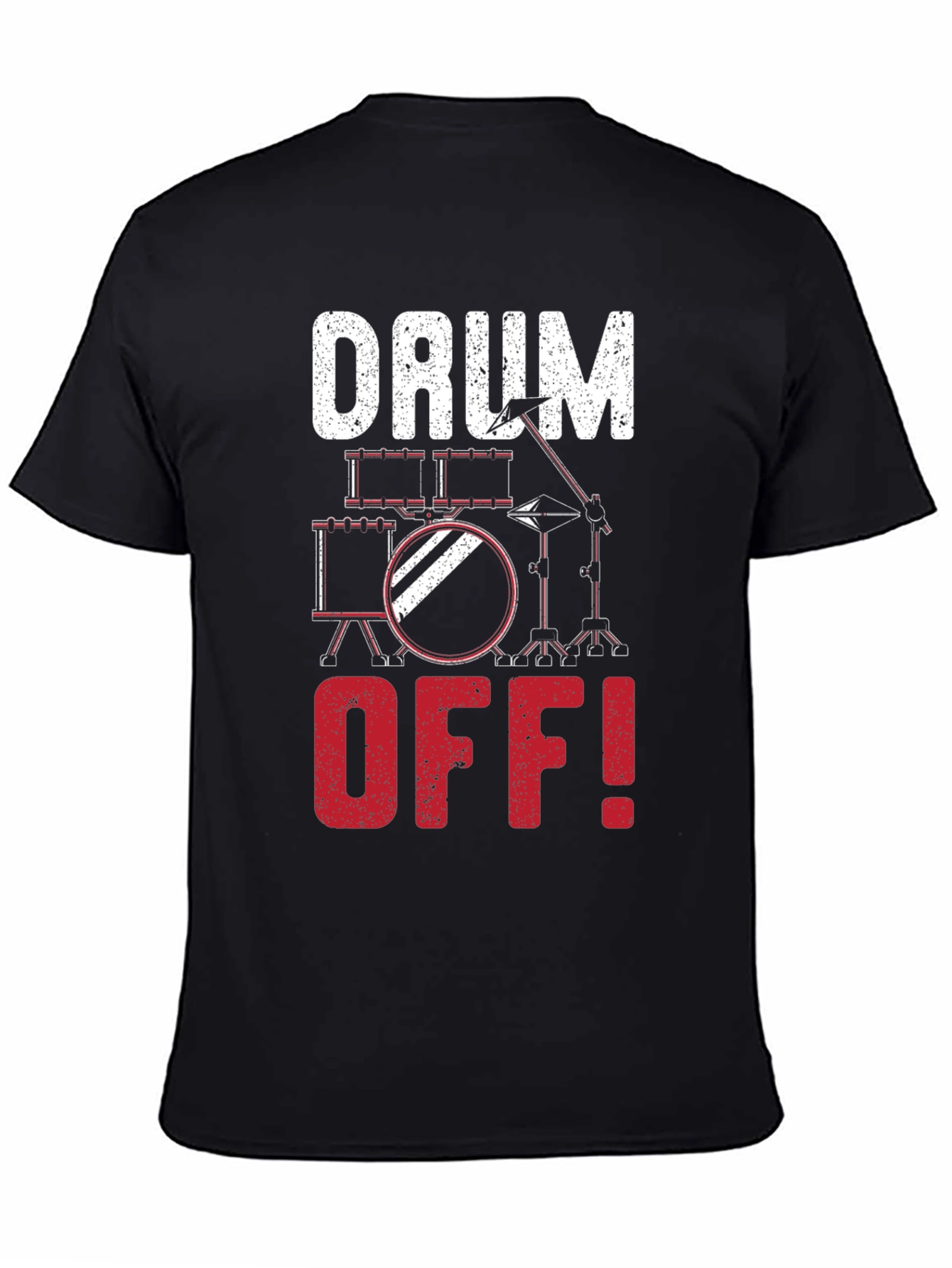 Drum Off! Black Cotton Graphic Tee