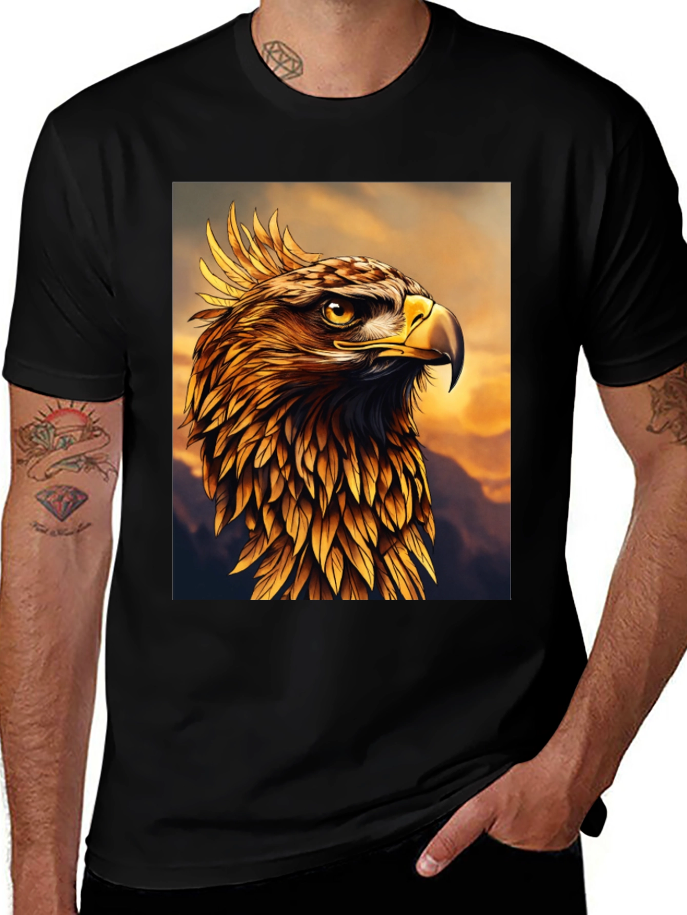 Majestic Golden Eagle Graphic Tee - Premium Quality