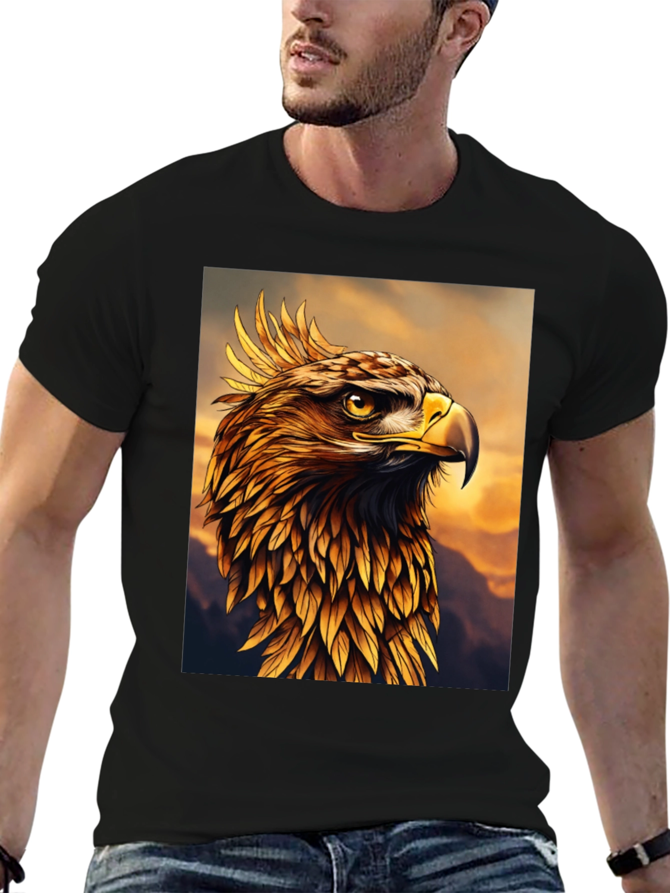 Majestic Golden Eagle Graphic Tee - Premium Quality