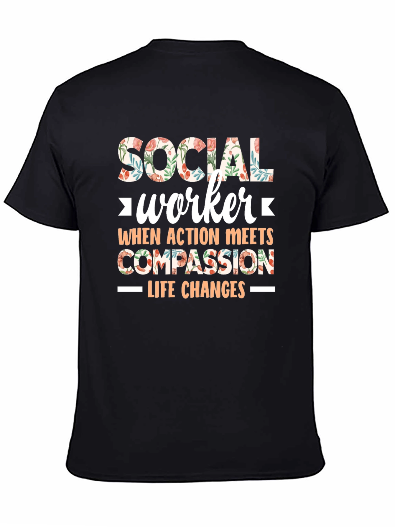 Floral Social Worker T-Shirt