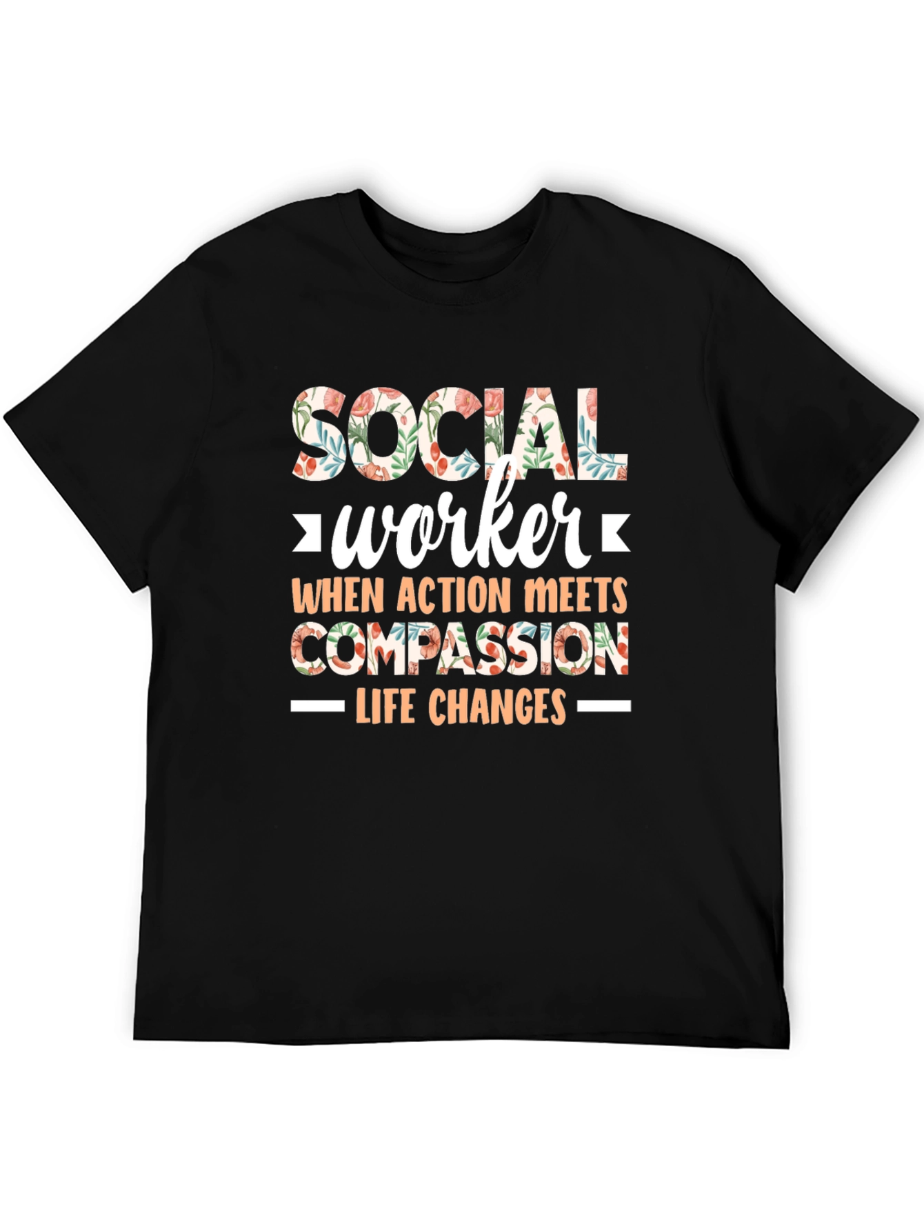 Floral Social Worker T-Shirt