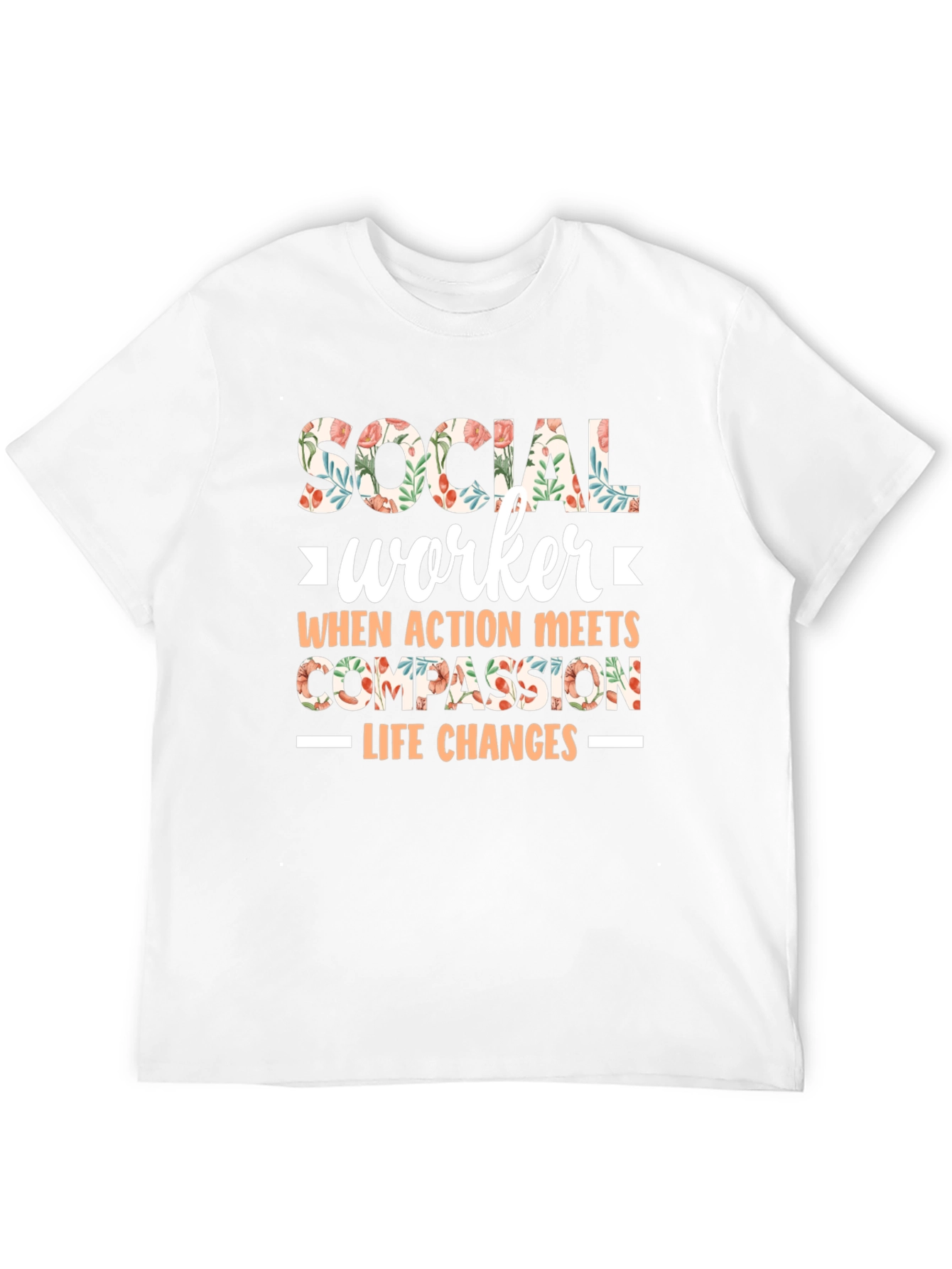 Floral Social Worker T-Shirt