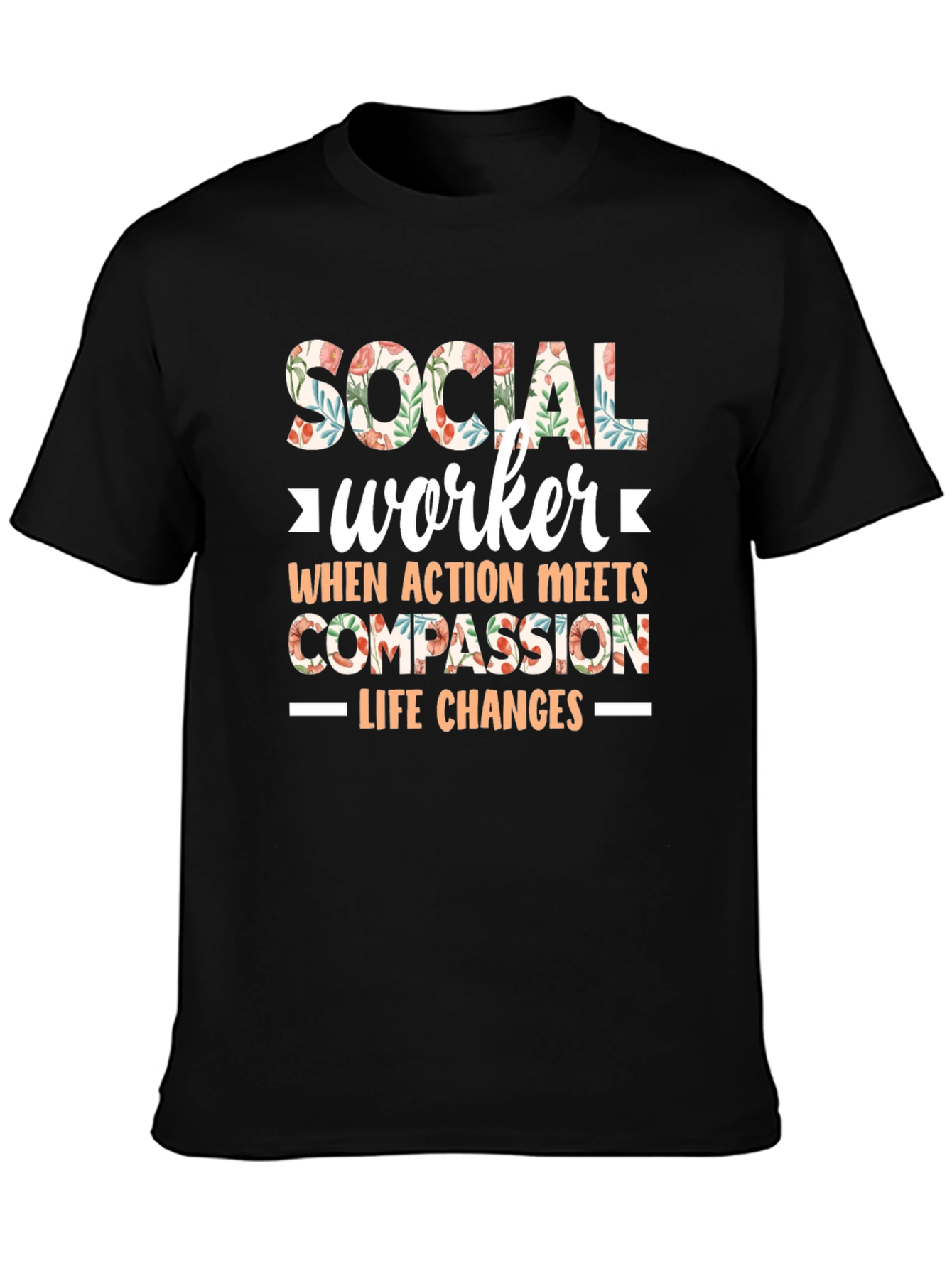 Floral Social Worker T-Shirt