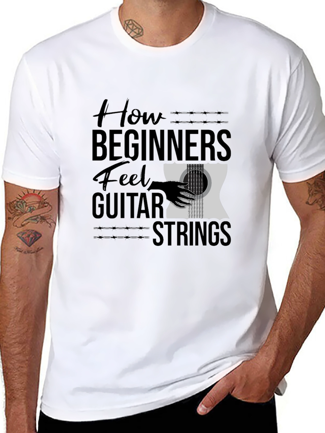 How Beginners Feel Guitar Strings Funny Black T-Shirt