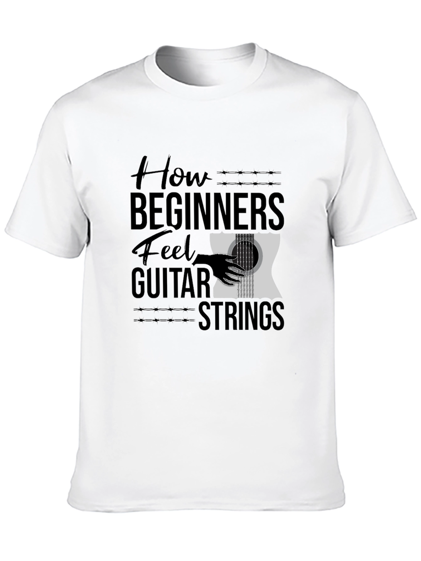 How Beginners Feel Guitar Strings Funny Black T-Shirt