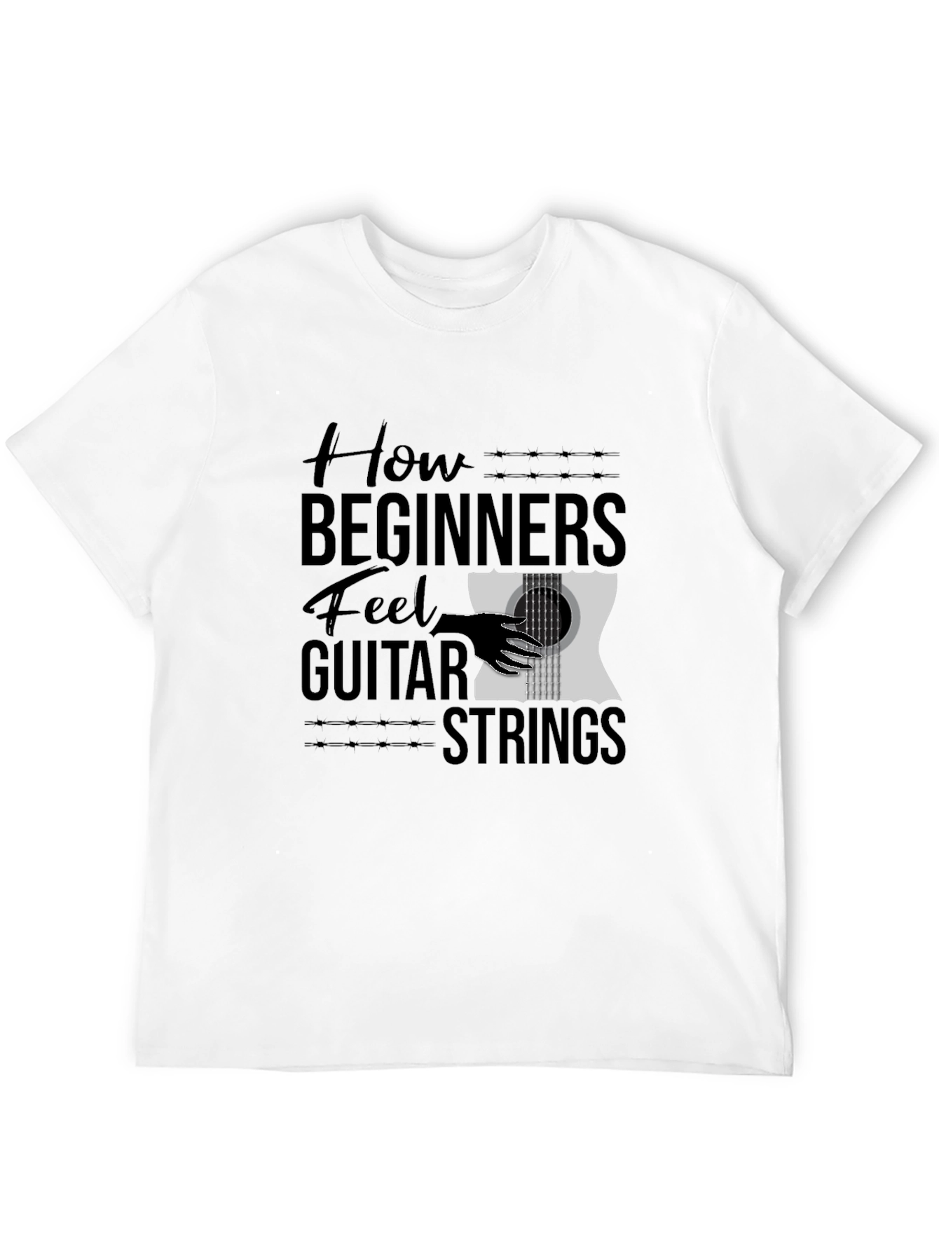 How Beginners Feel Guitar Strings Funny Black T-Shirt