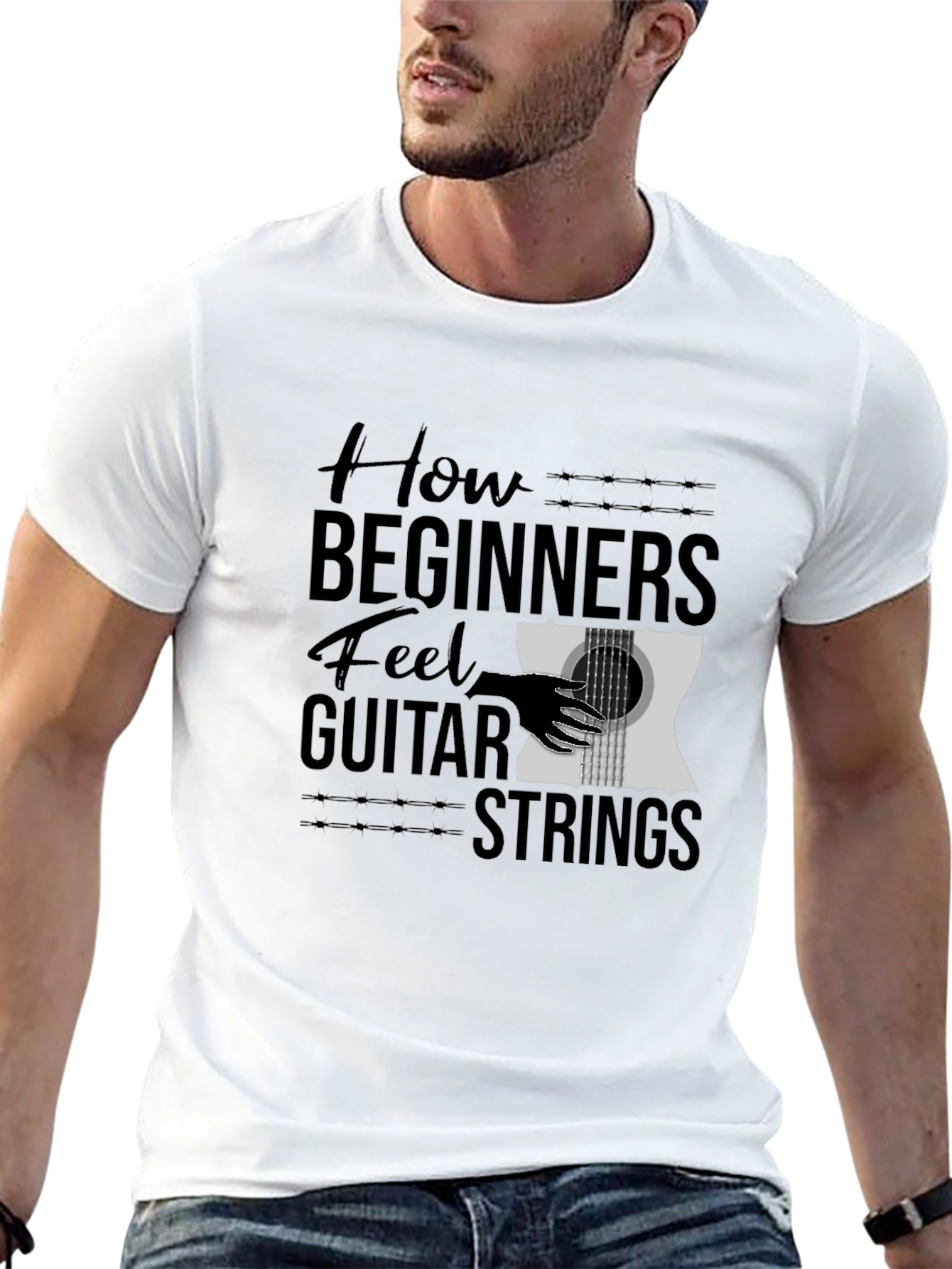 How Beginners Feel Guitar Strings Funny Black T-Shirt