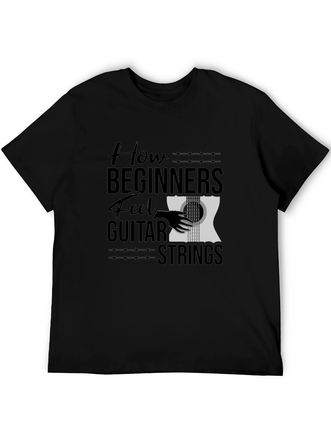 How Beginners Feel Guitar Strings Funny Black T-Shirt