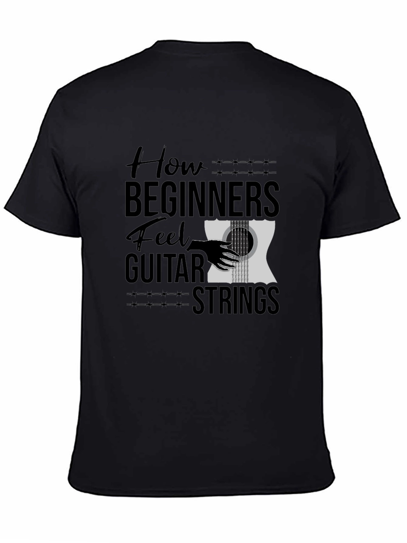 How Beginners Feel Guitar Strings Funny Black T-Shirt
