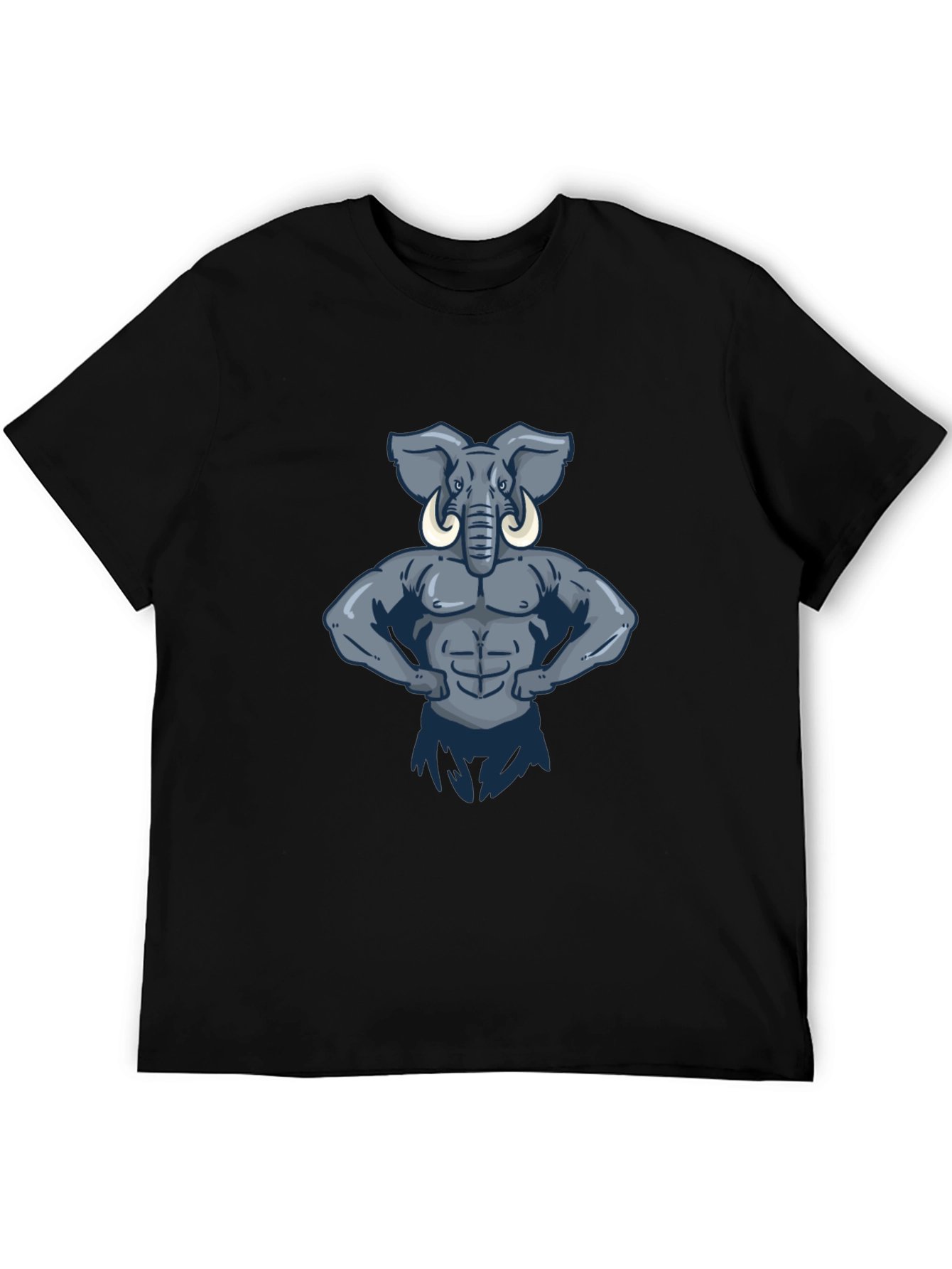 Muscular Elephant Graphic Tee - Black