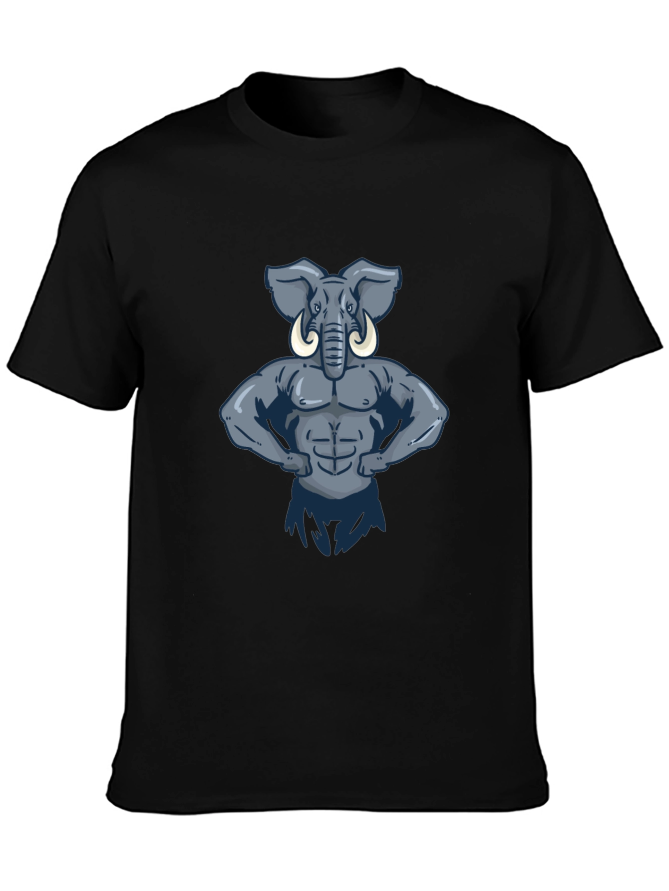Muscular Elephant Graphic Tee - Black