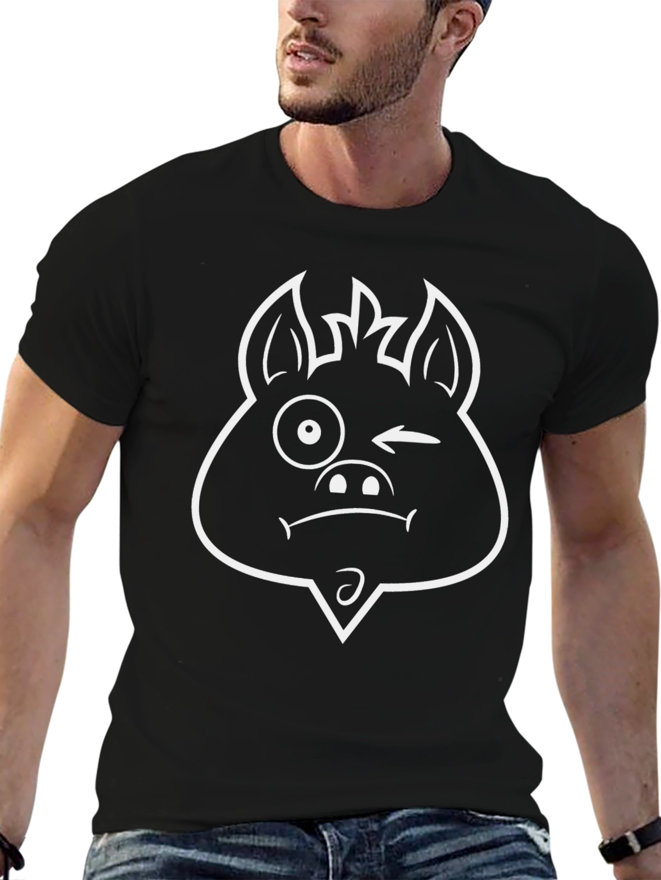 Winking Pig Graphic Black Tee