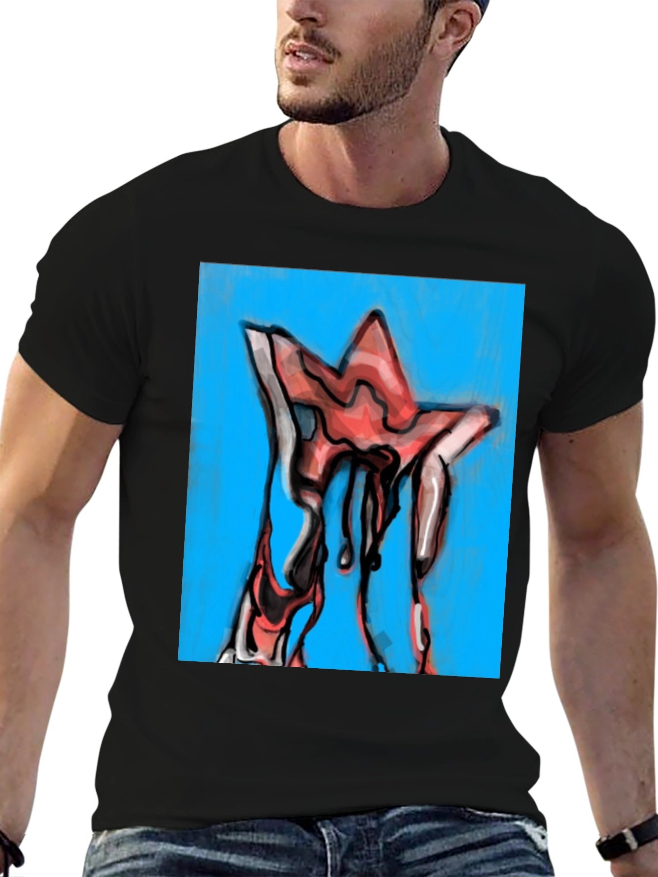 Dripping Star Graphic Tee - Unique Artistic Design