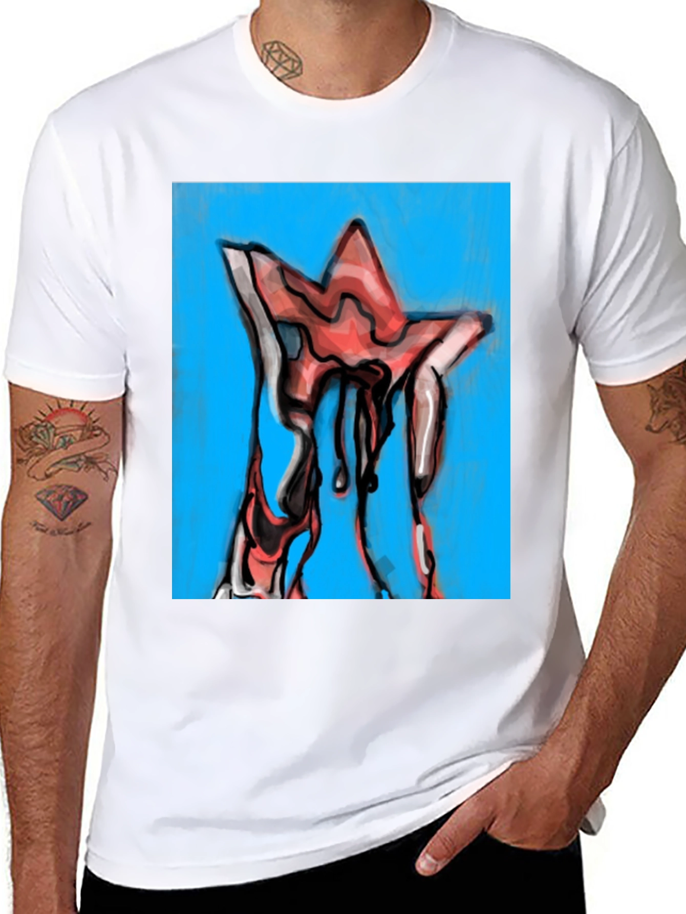 Dripping Star Graphic Tee - Unique Artistic Design