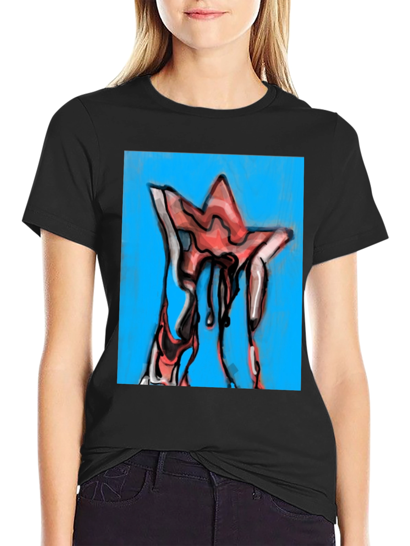 Dripping Star Graphic Tee - Unique Artistic Design