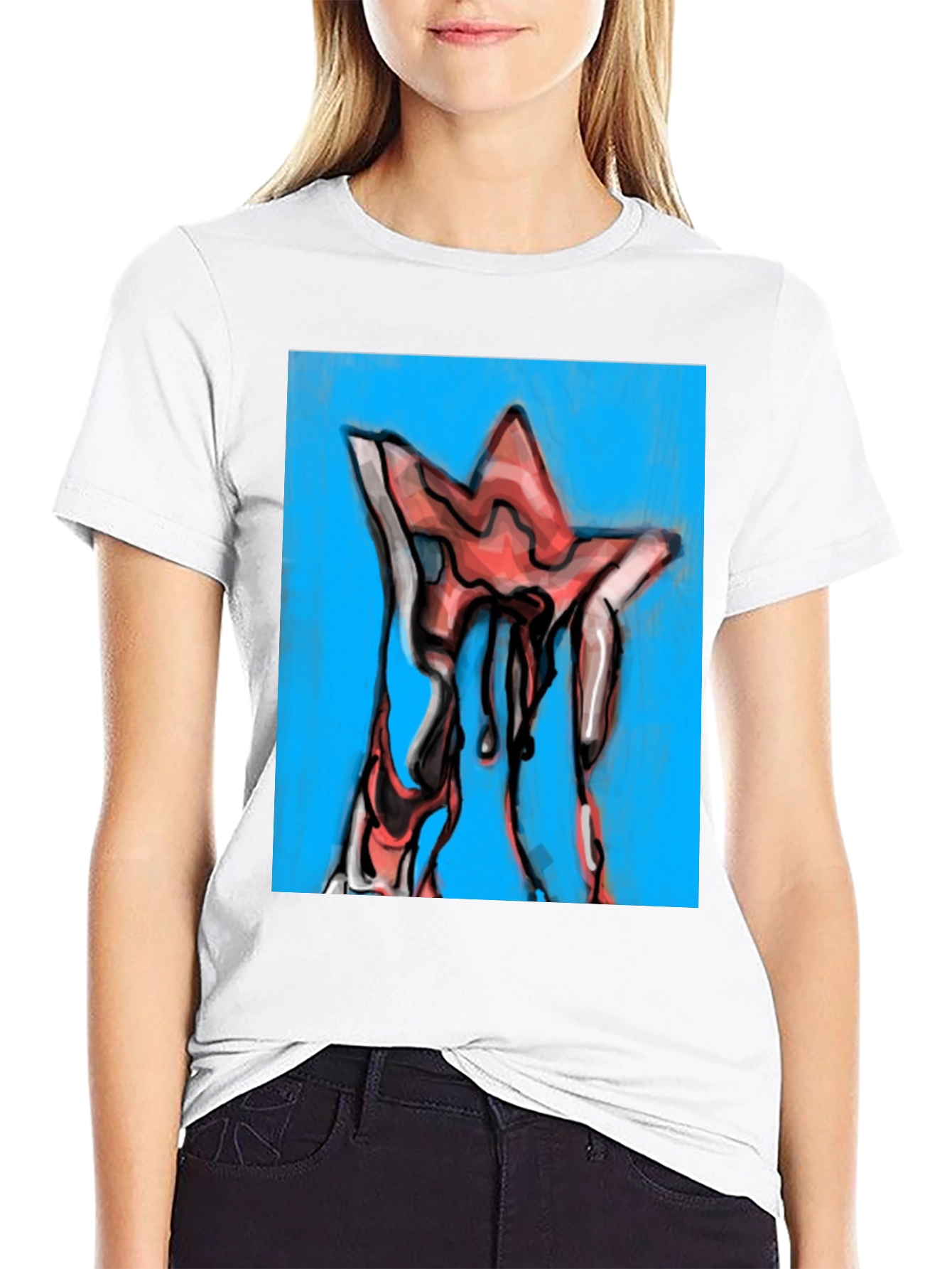 Dripping Star Graphic Tee - Unique Artistic Design