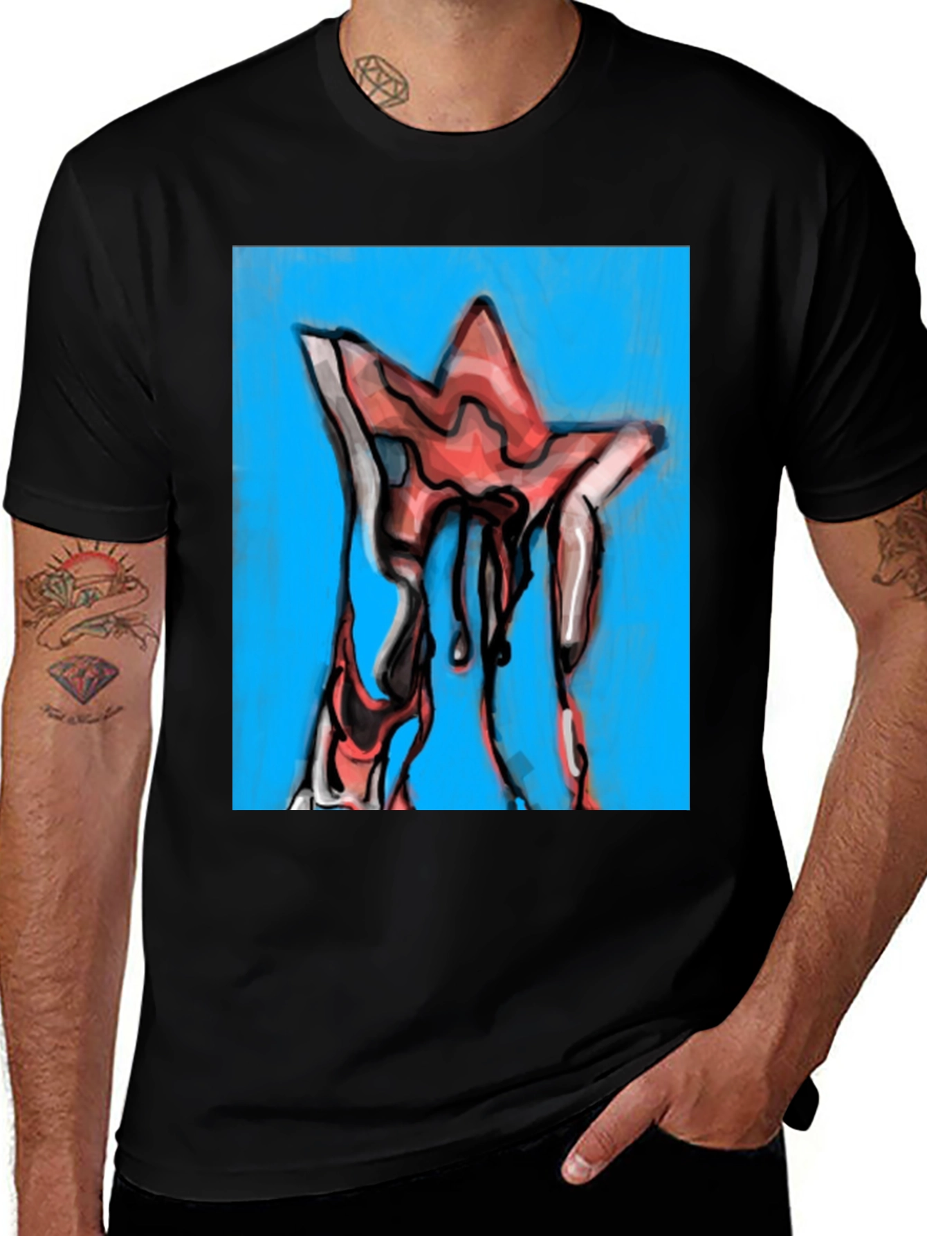 Dripping Star Graphic Tee - Unique Artistic Design