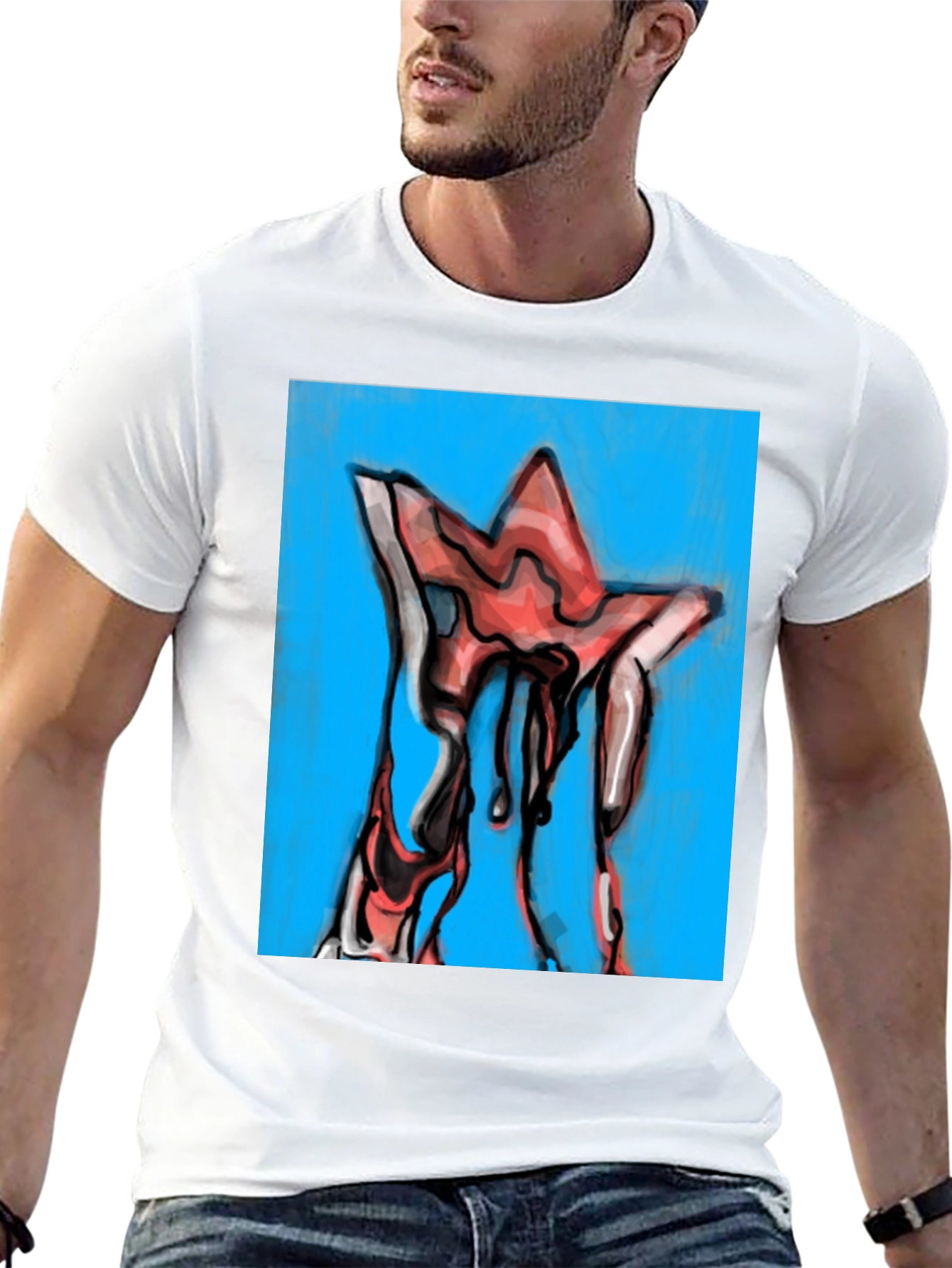 Dripping Star Graphic Tee - Unique Artistic Design