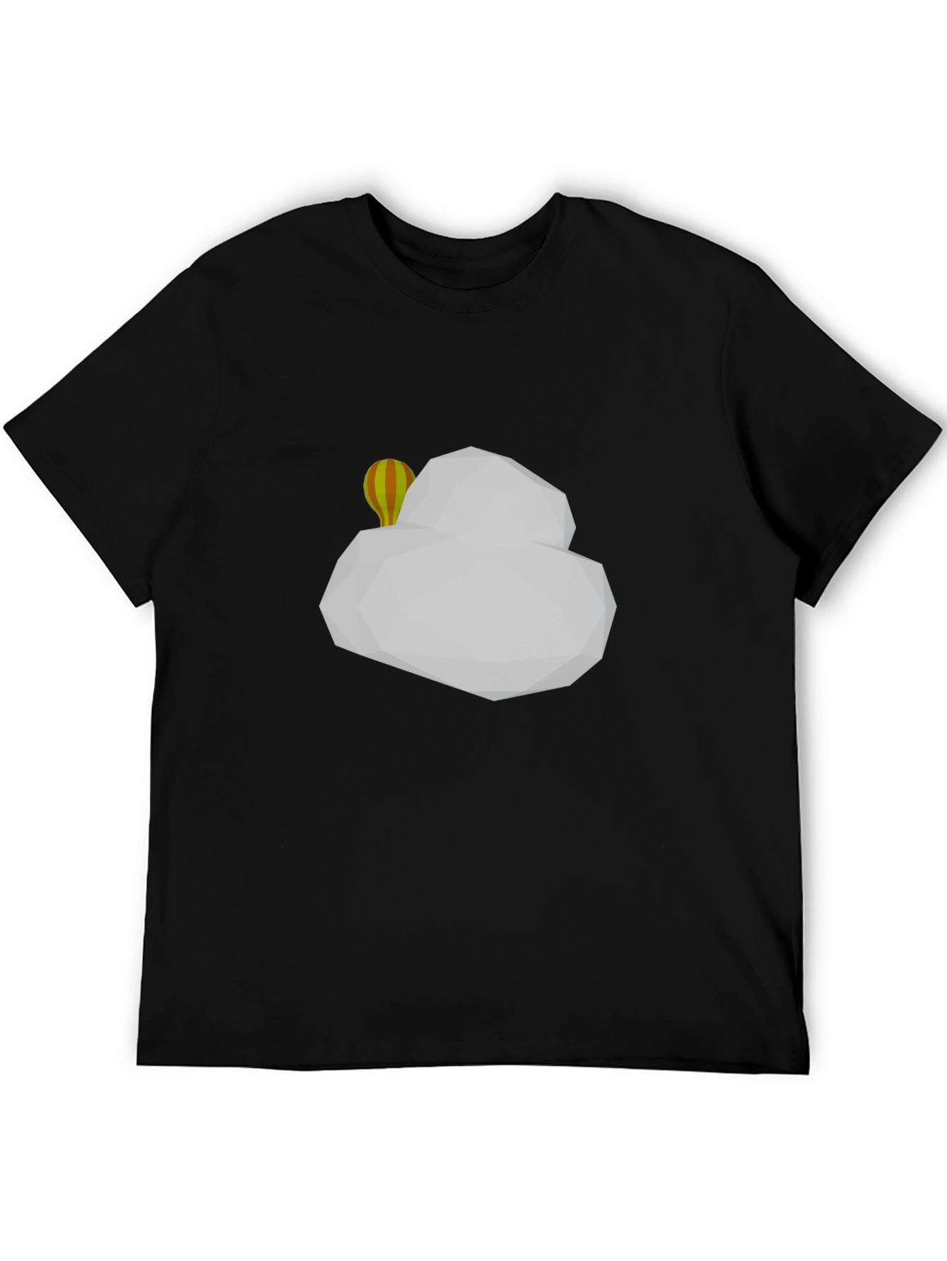 Geometric Cloud & Balloon Black T-Shirt