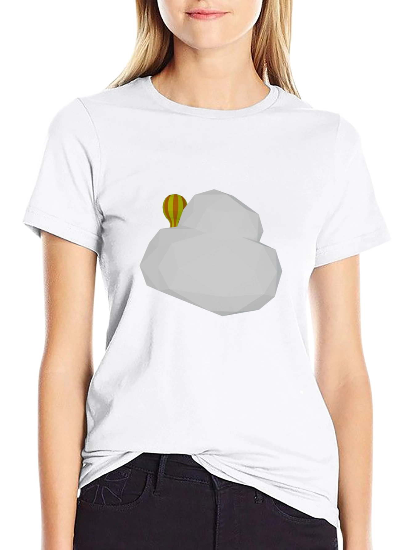 Geometric Cloud & Balloon Black T-Shirt