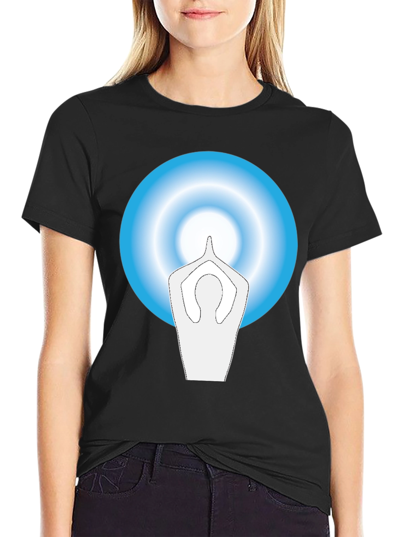 Zen Black Tee with Yoga Silhouette Graphic