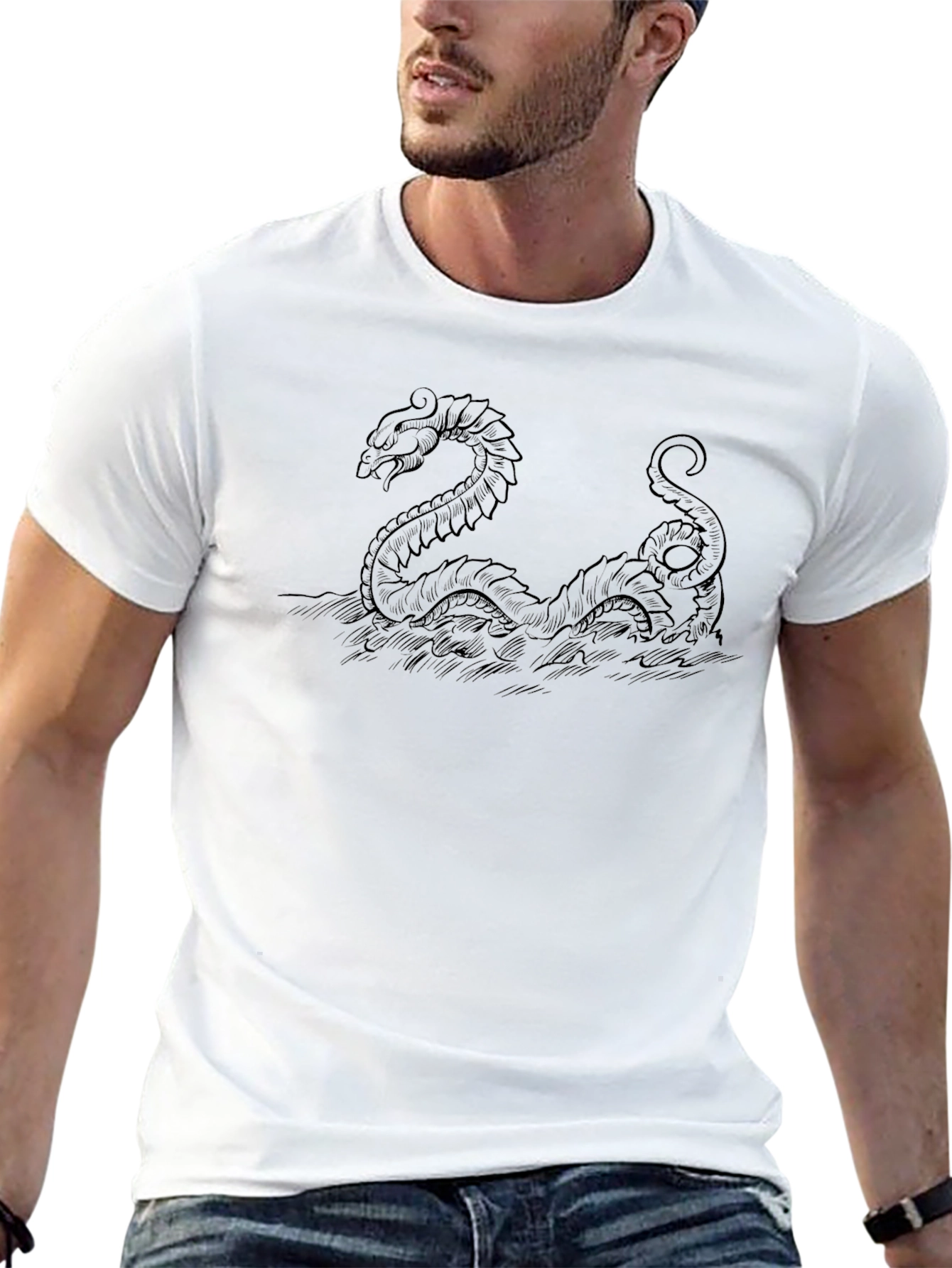 Sea Serpent Graphic T-Shirt - Black