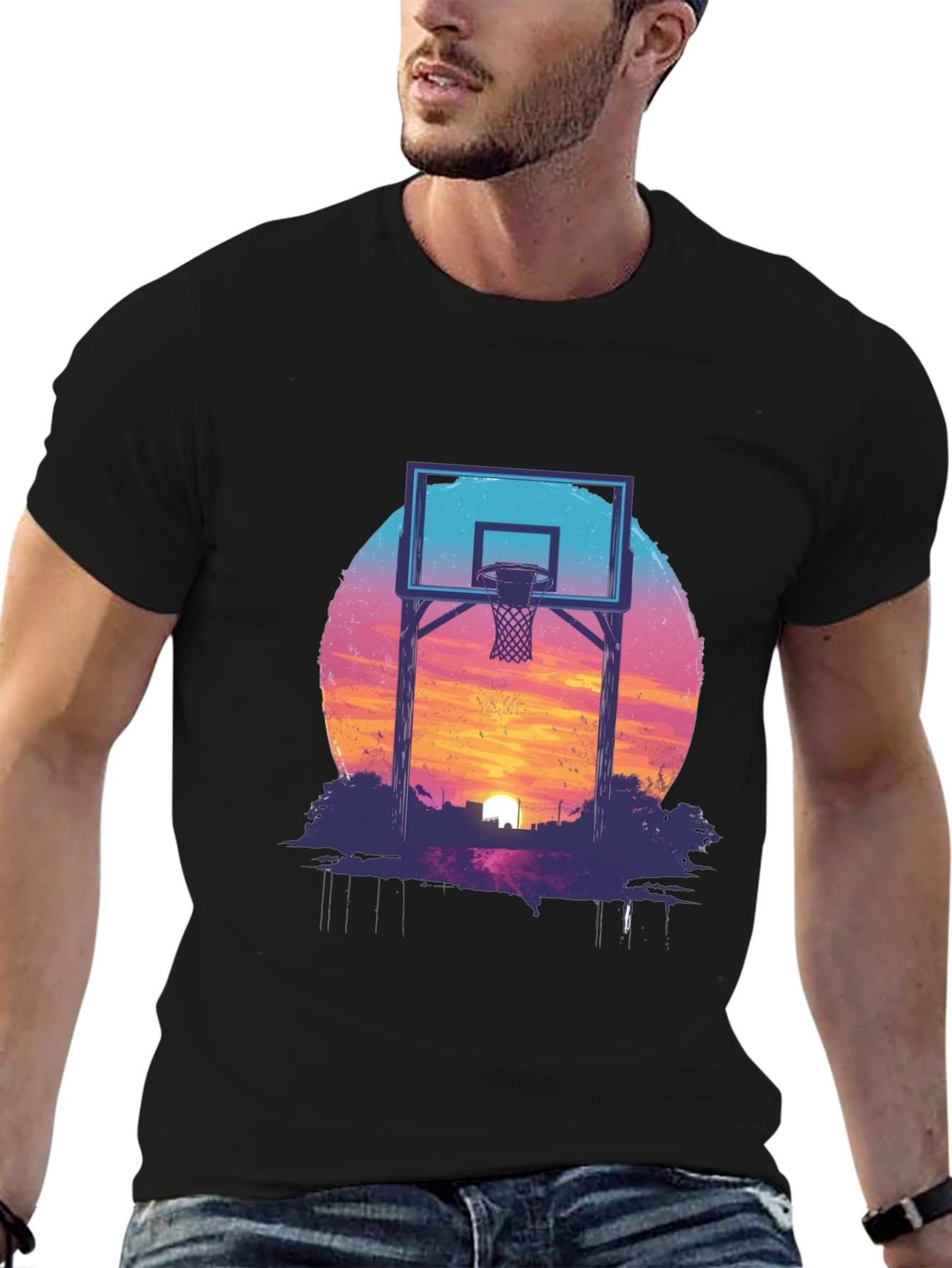 Sunset Basketball T-Shirt - Graphic Tee
