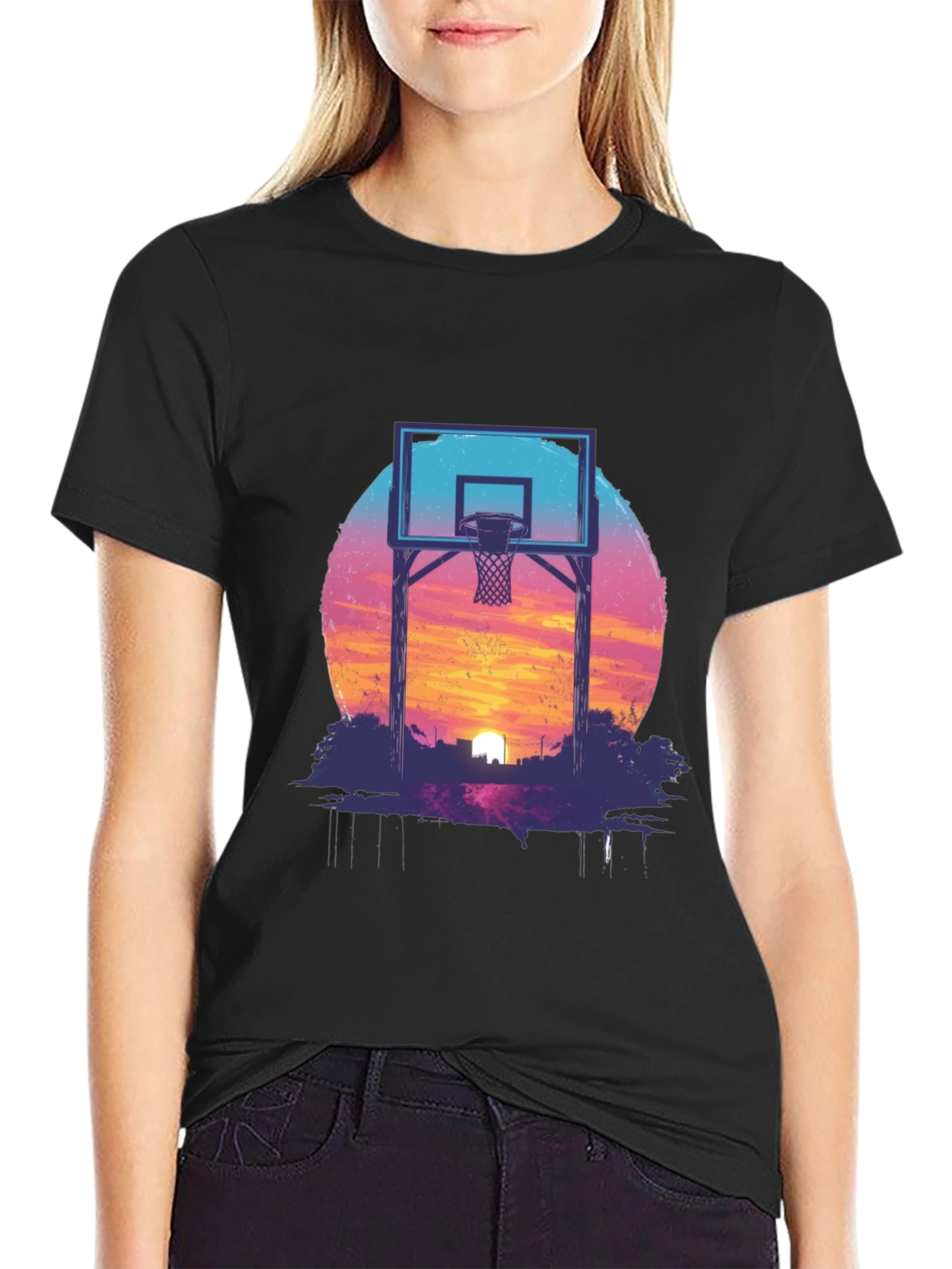 Sunset Basketball T-Shirt - Graphic Tee