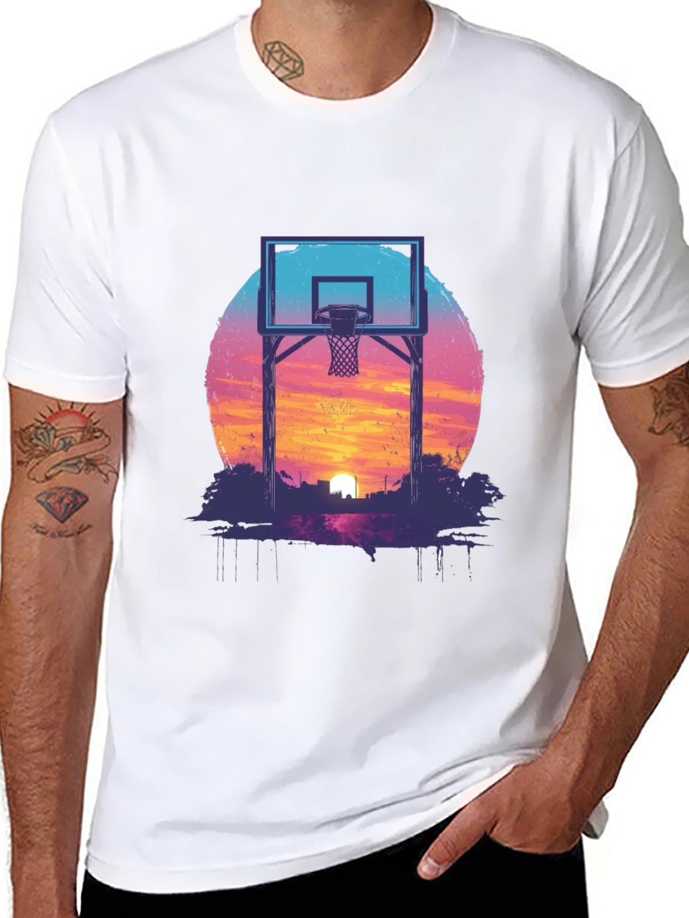 Sunset Basketball T-Shirt - Graphic Tee