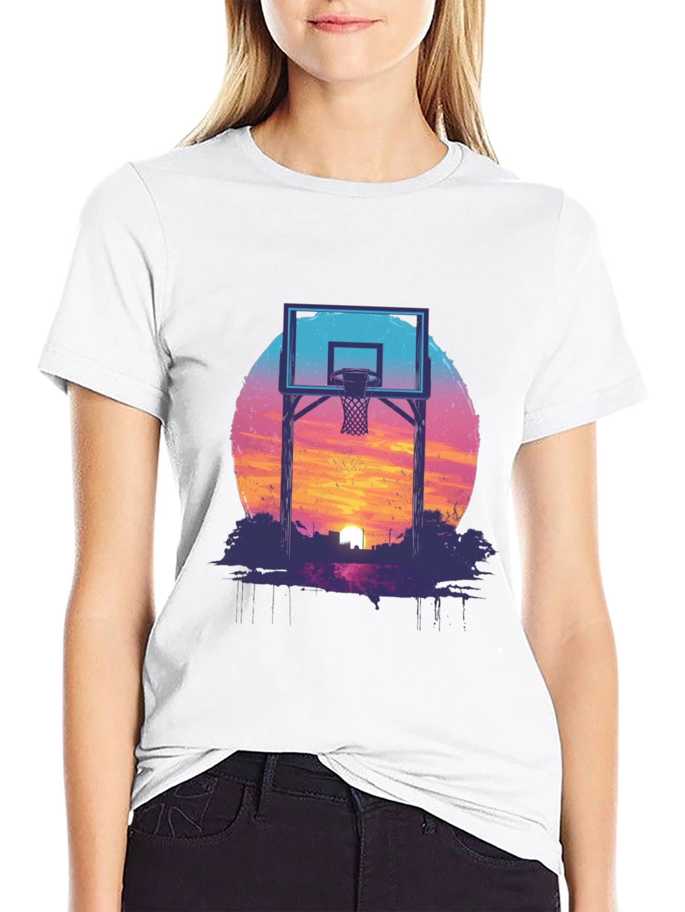 Sunset Basketball T-Shirt - Graphic Tee