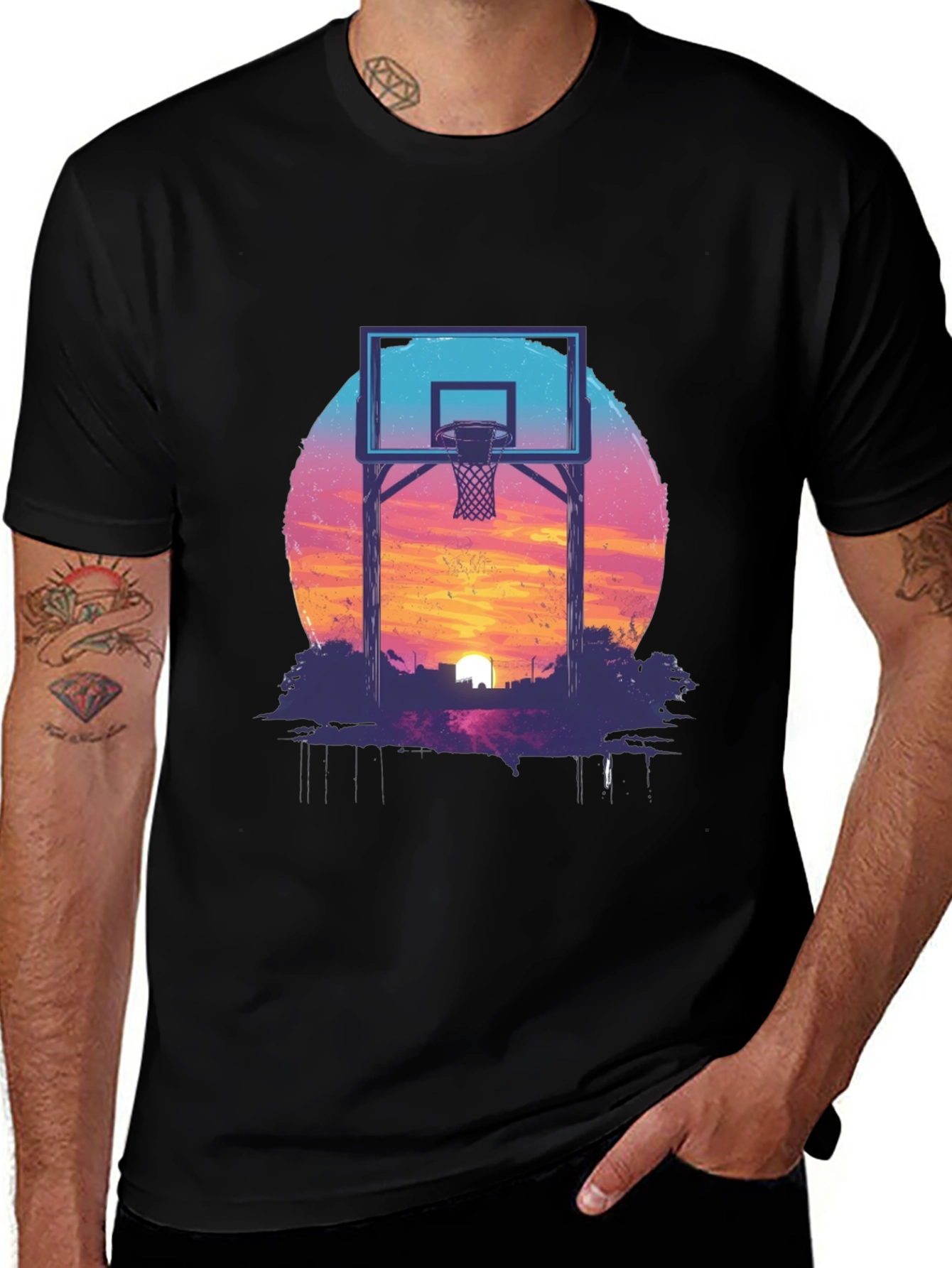 Sunset Basketball T-Shirt - Graphic Tee