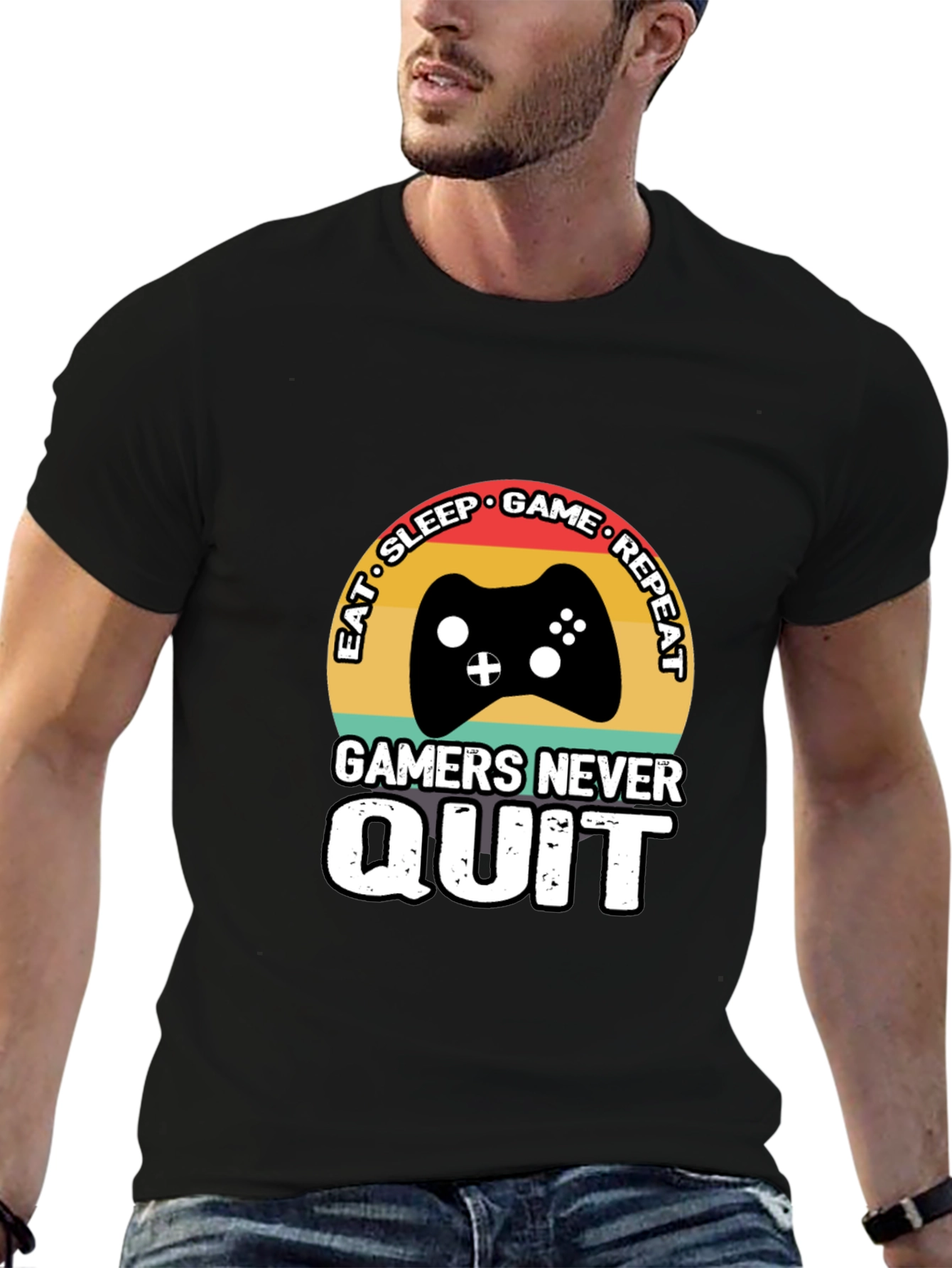 Eat Sleep Game Repeat Mens T-Shirt