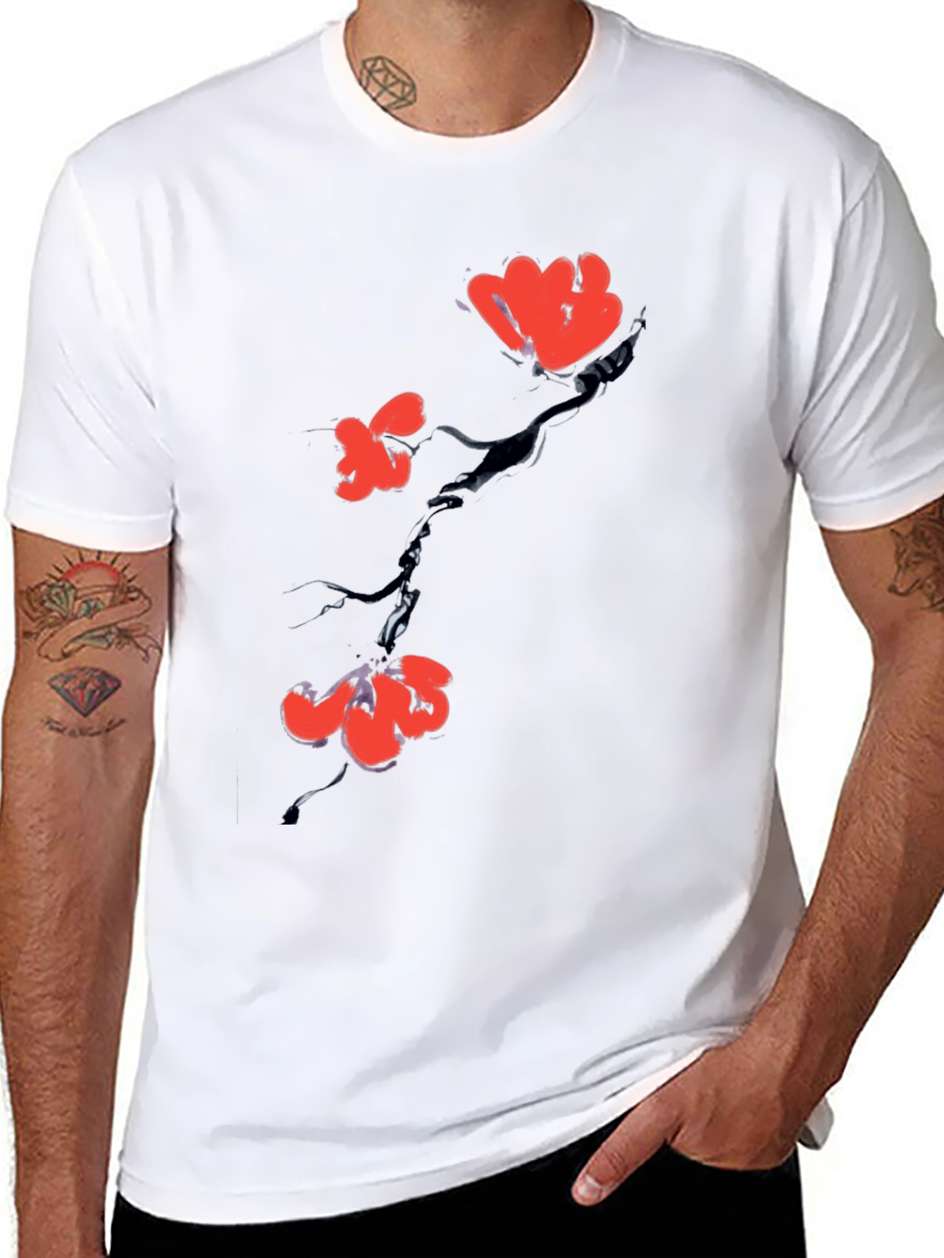 Black Floral Print Tee