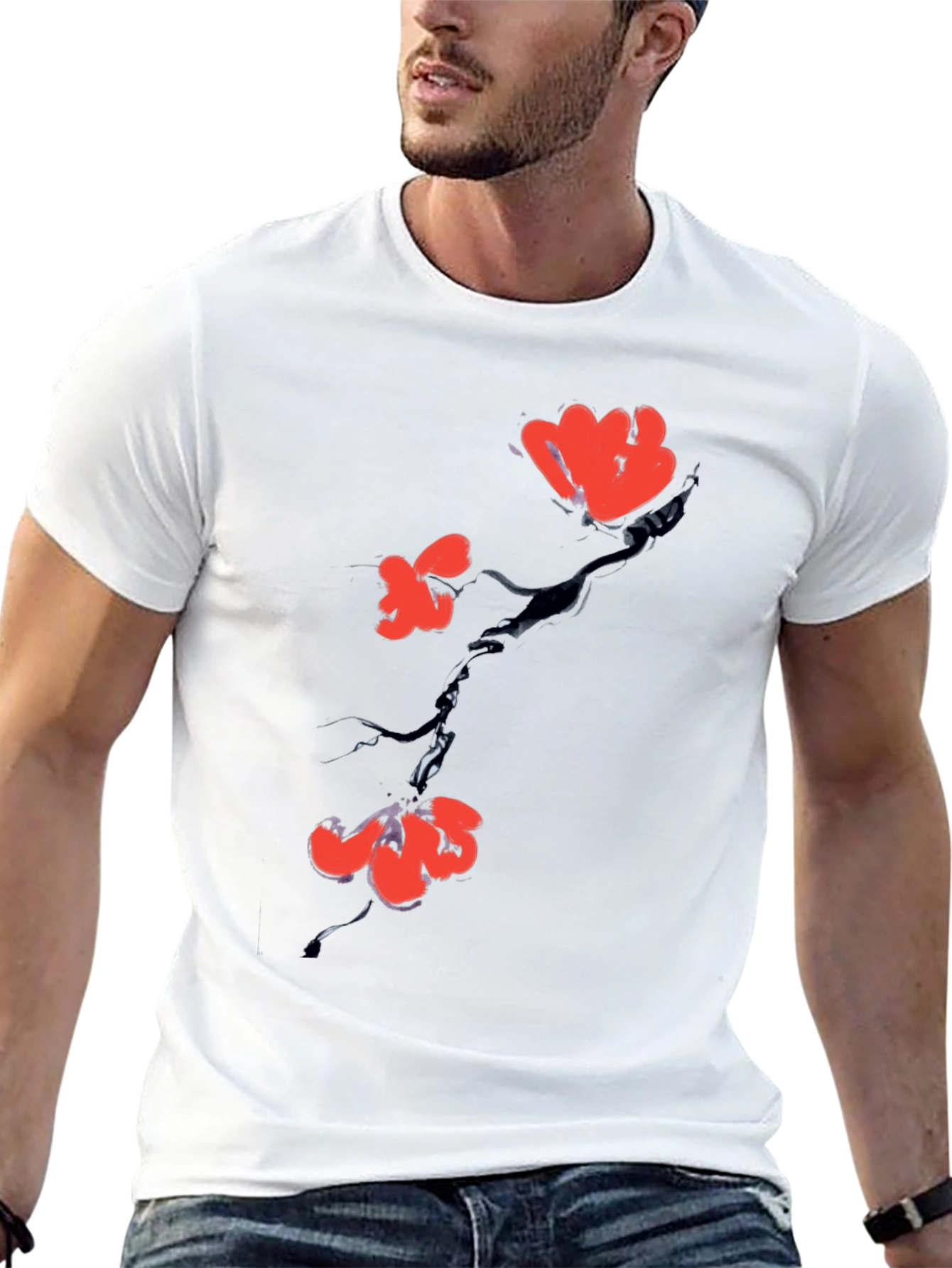 Black Floral Print Tee