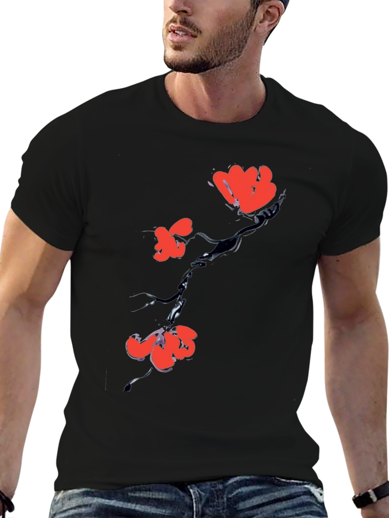Black Floral Print Tee