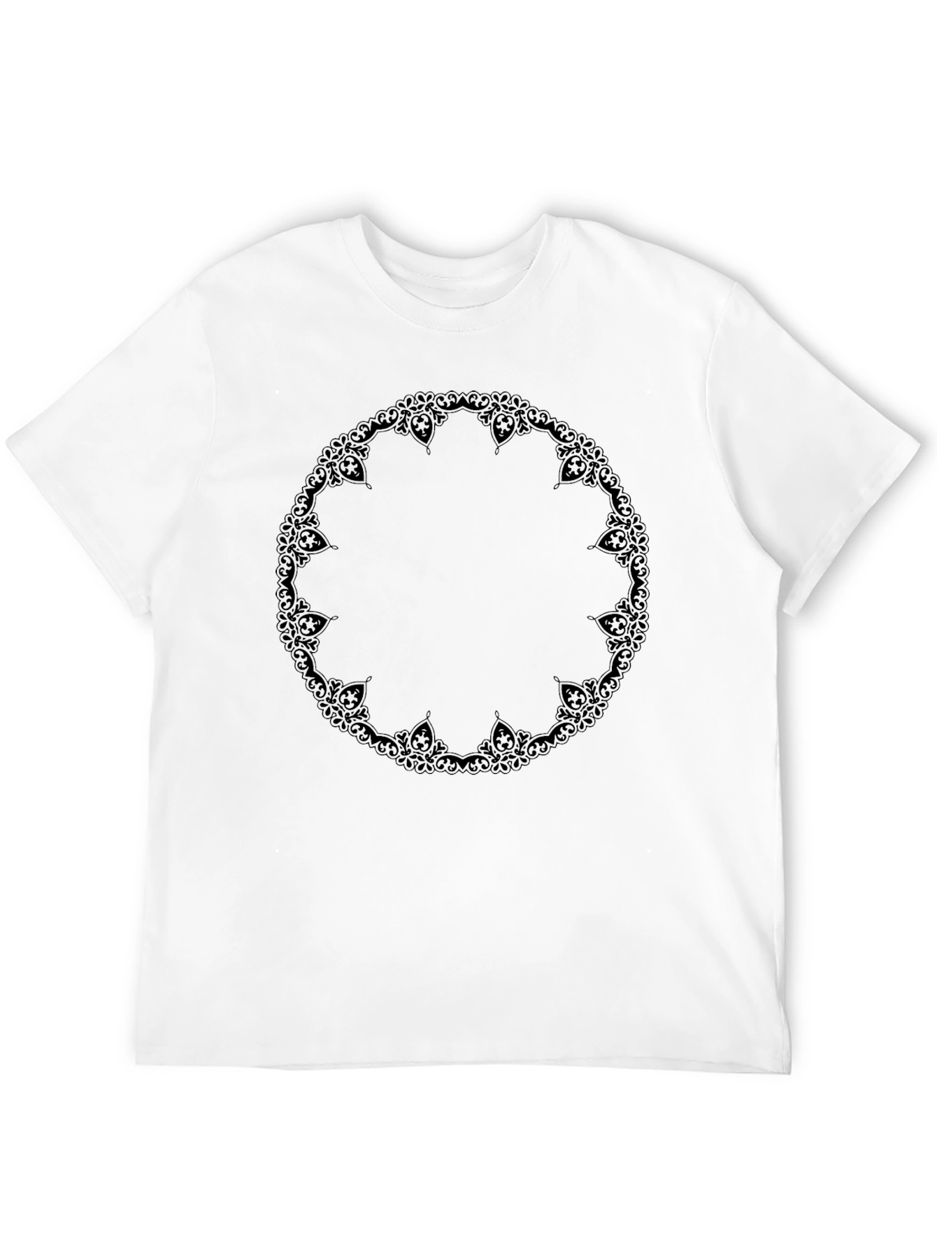 Mens Black T-Shirt with Ornamental Mandala Design